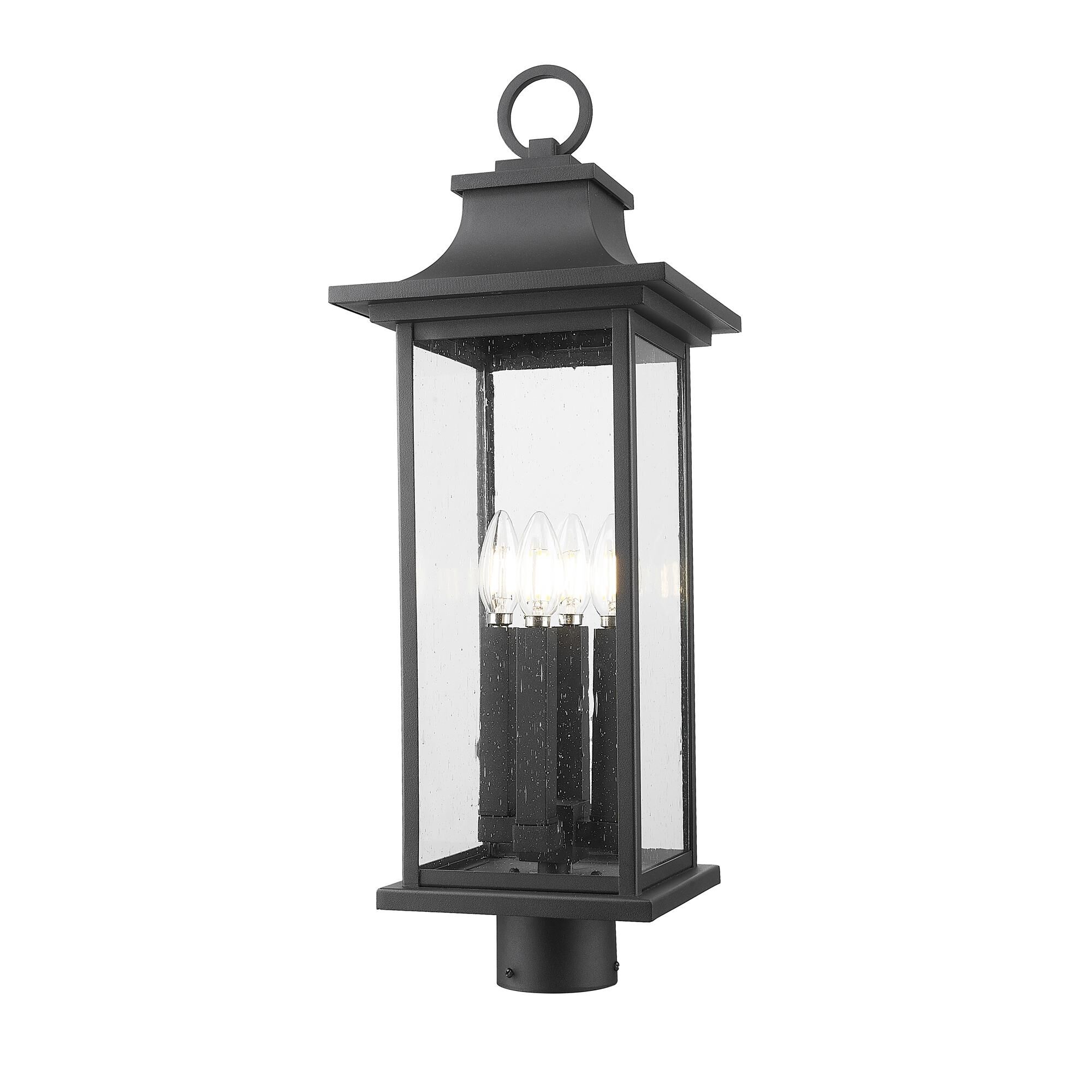 Shown in Black finish and Clear Seedy glass and Clear Seedy shade