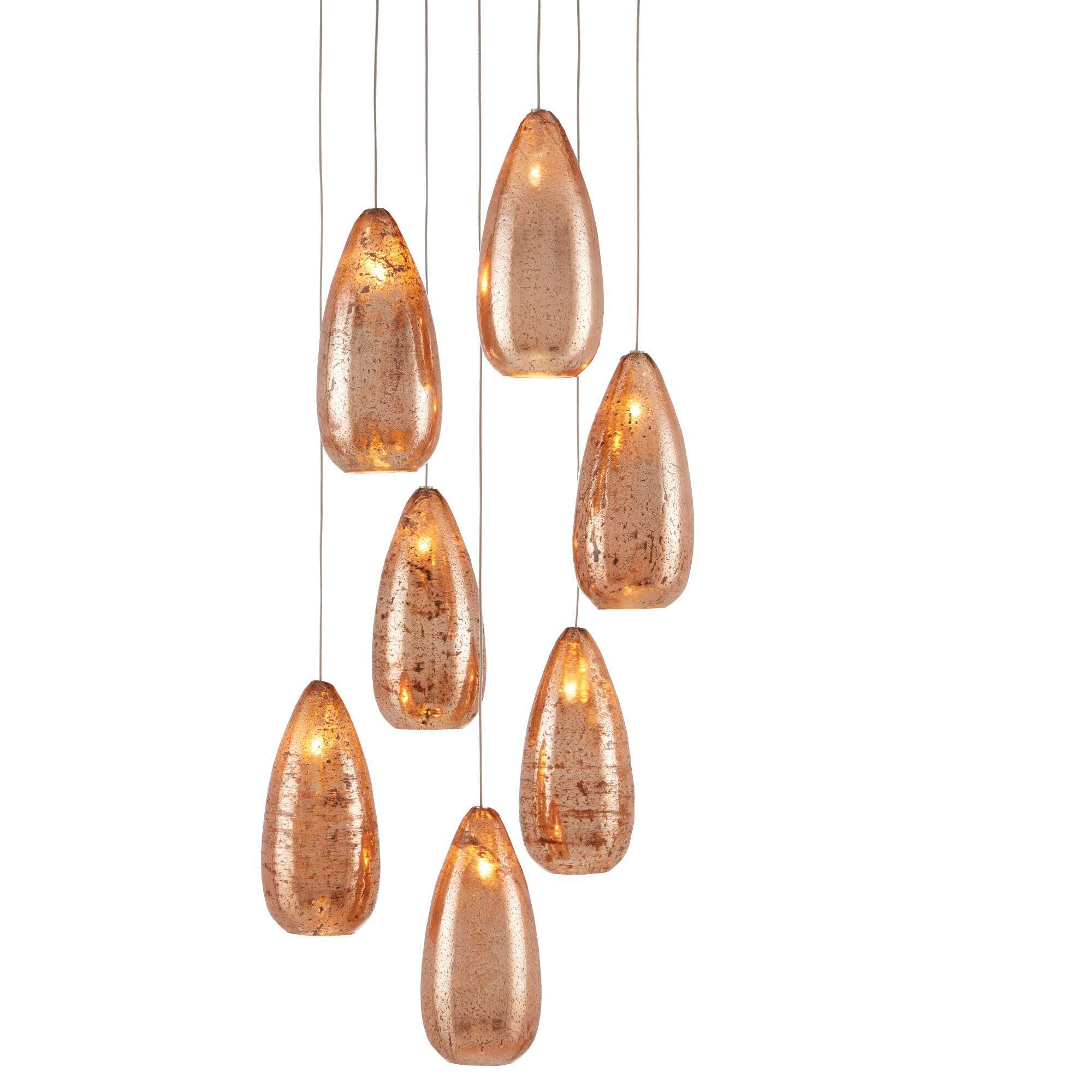Shown in Copper/Silver/Painted Silver finish and Antique Copper/Glass shade