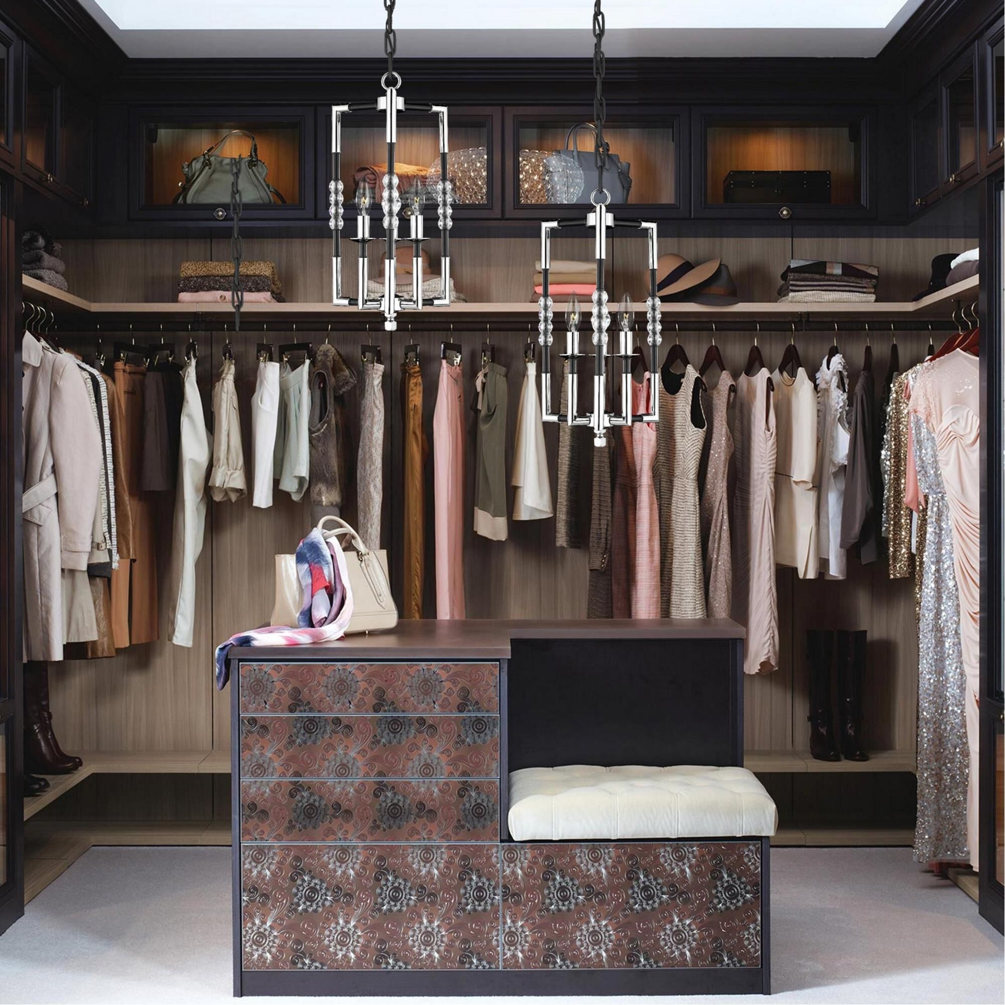 Magro 3 Light Mini Chandelier by American Brass and Crystal