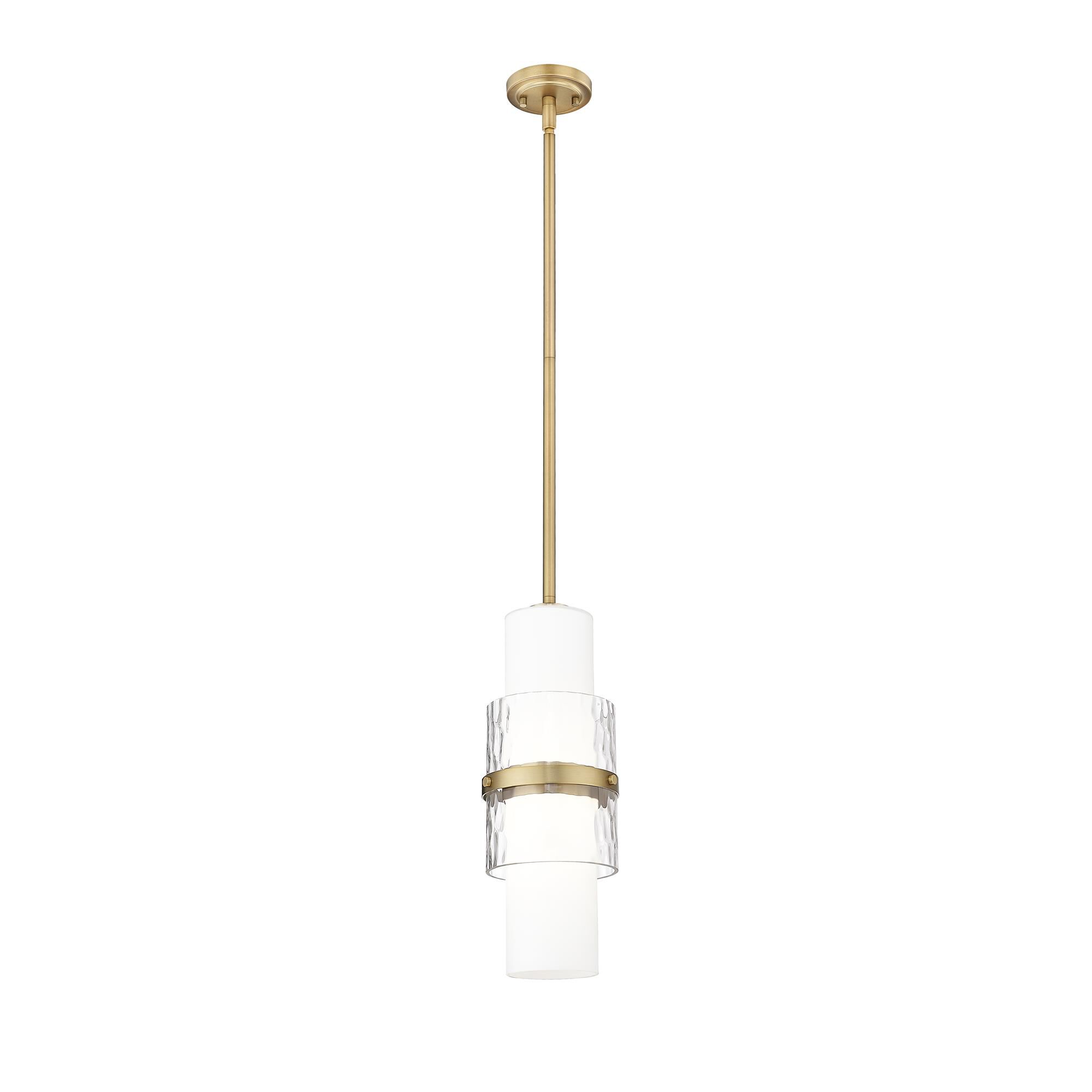 Shown in Modern Gold finish and Clear + Etched Opal glass and Clear + Etched Opal shade