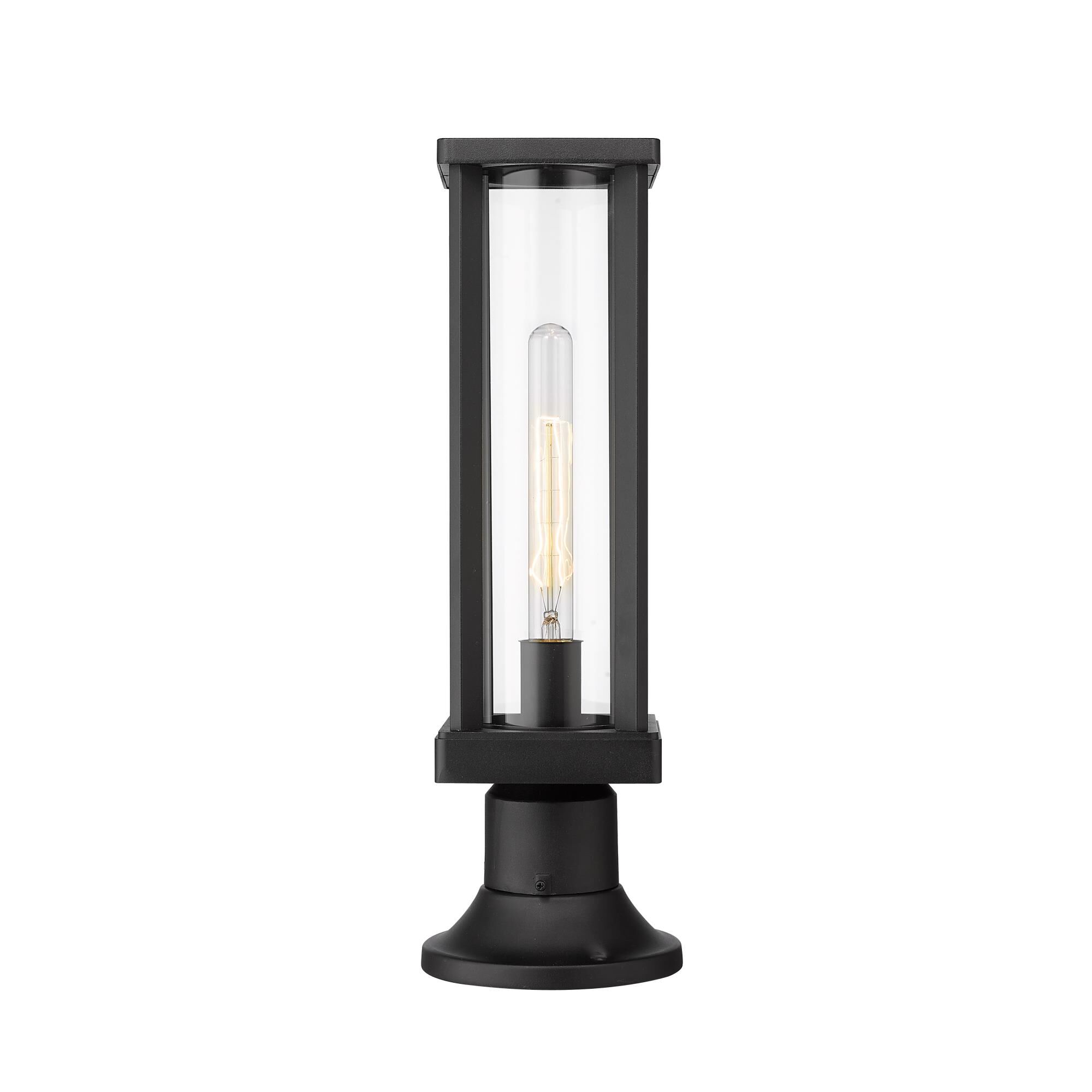 Shown in Black finish and Glass shade