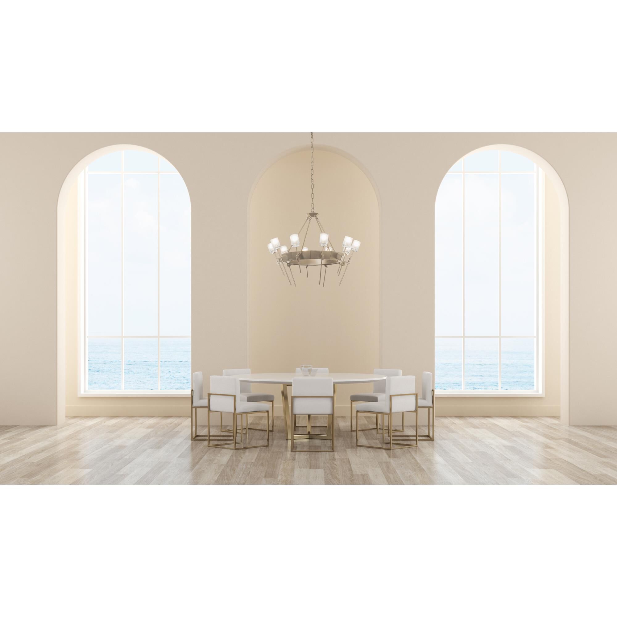 Shown in Soft Gold finish and Cast glass