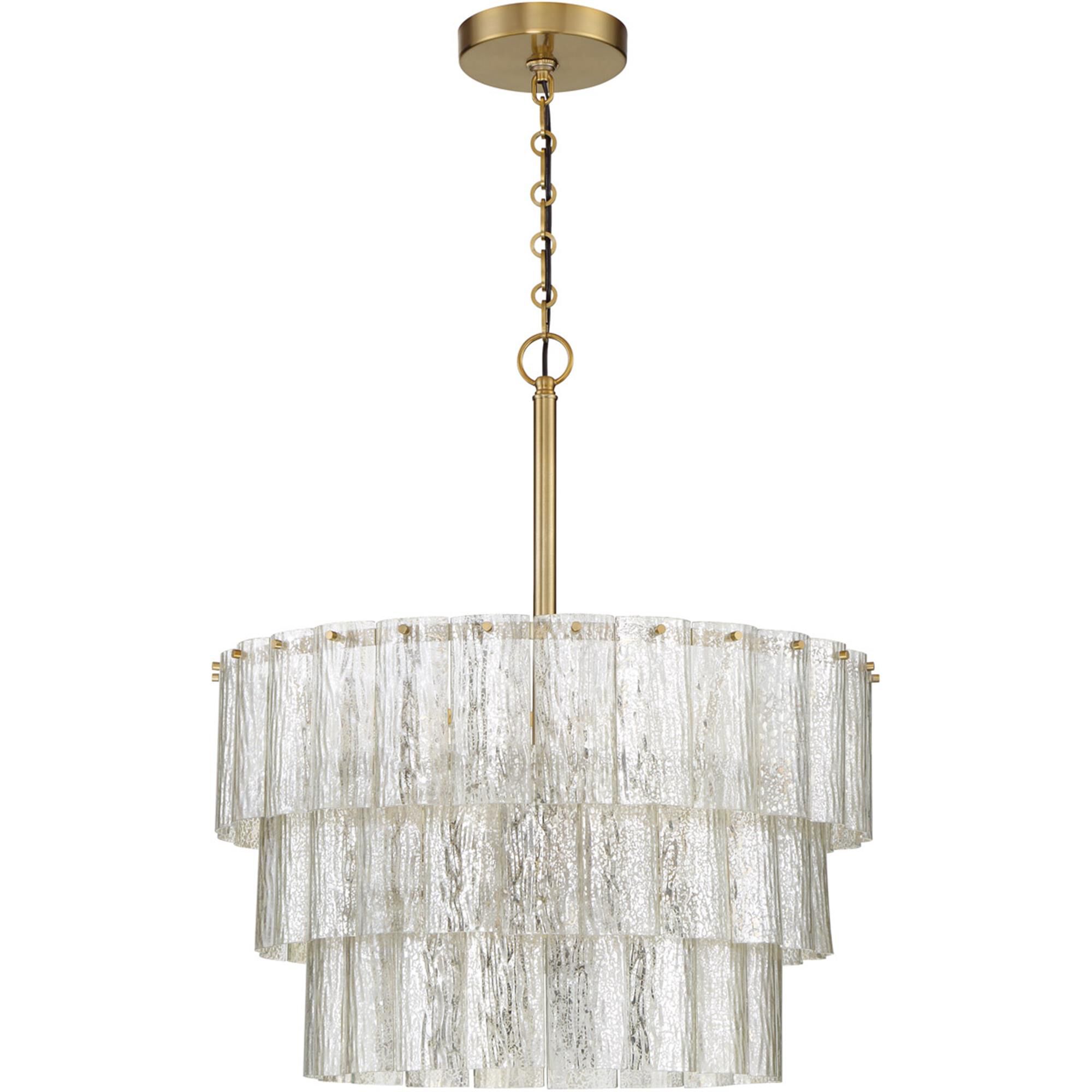 Shown in Satin Brass finish and Mercury glass and Drum accent