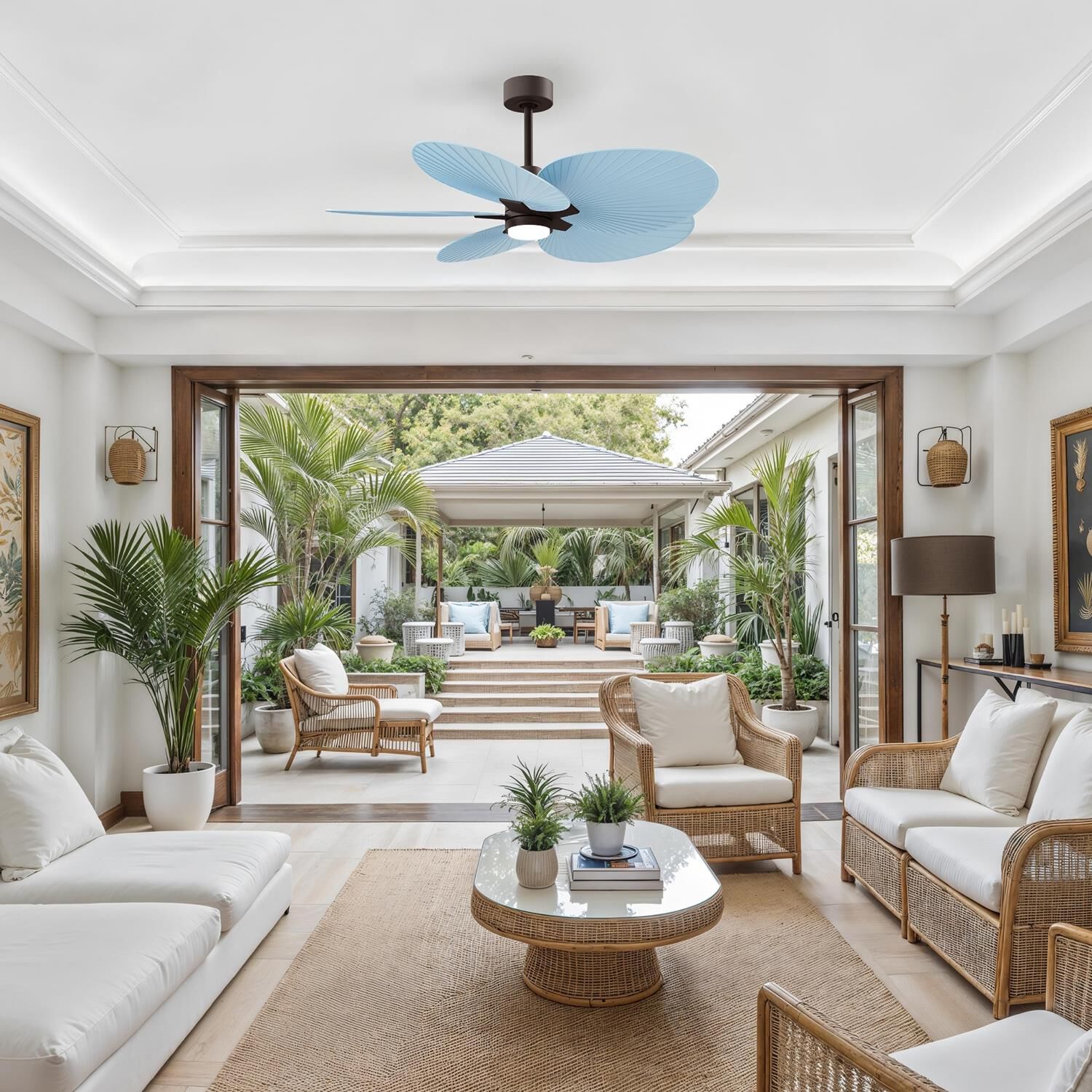 Alessandra Tropical Outdoor Rated 48 Inch Ceiling Fan with Light Kit by Matthews Fan Company