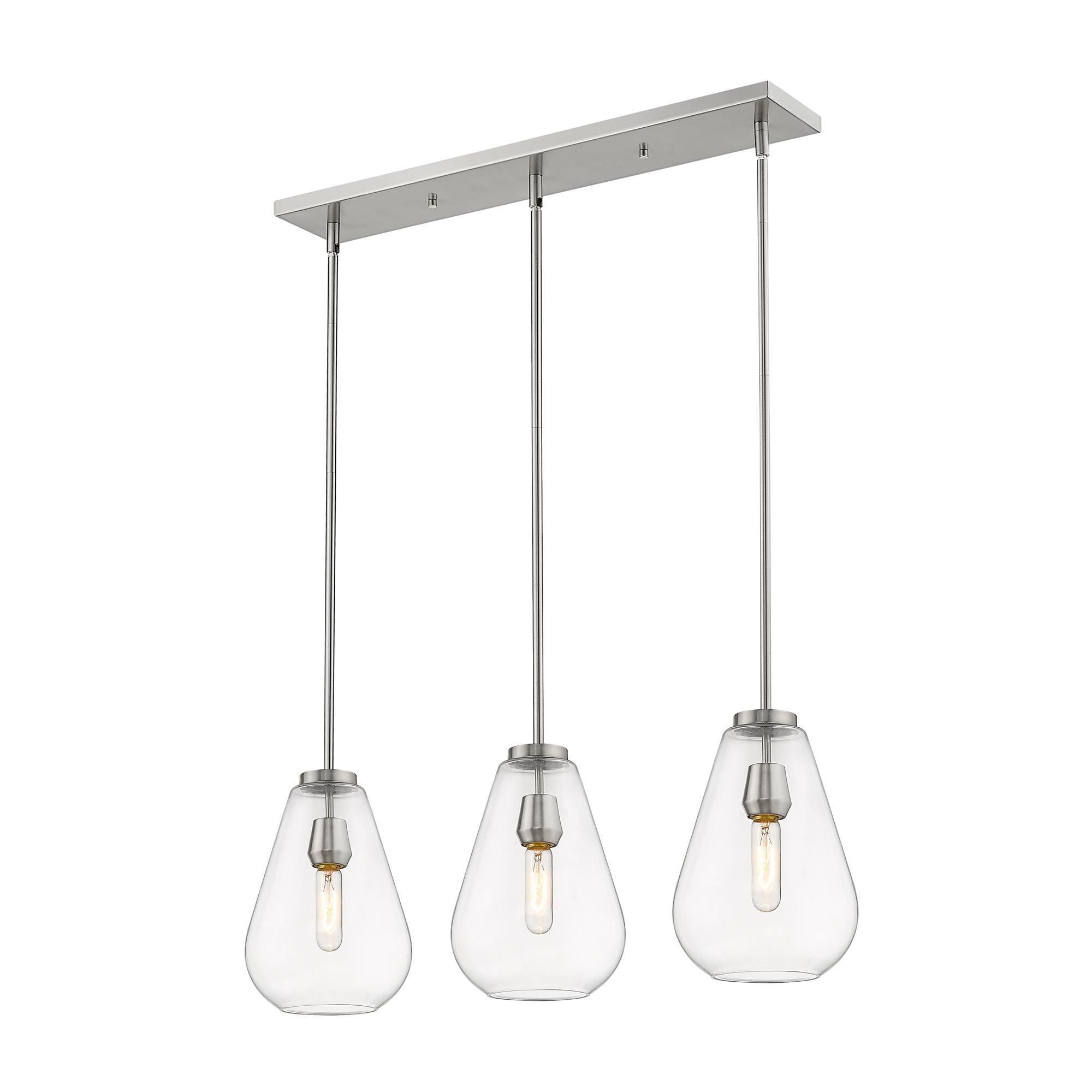 Shown in Brushed Nickel finish and Glass shade