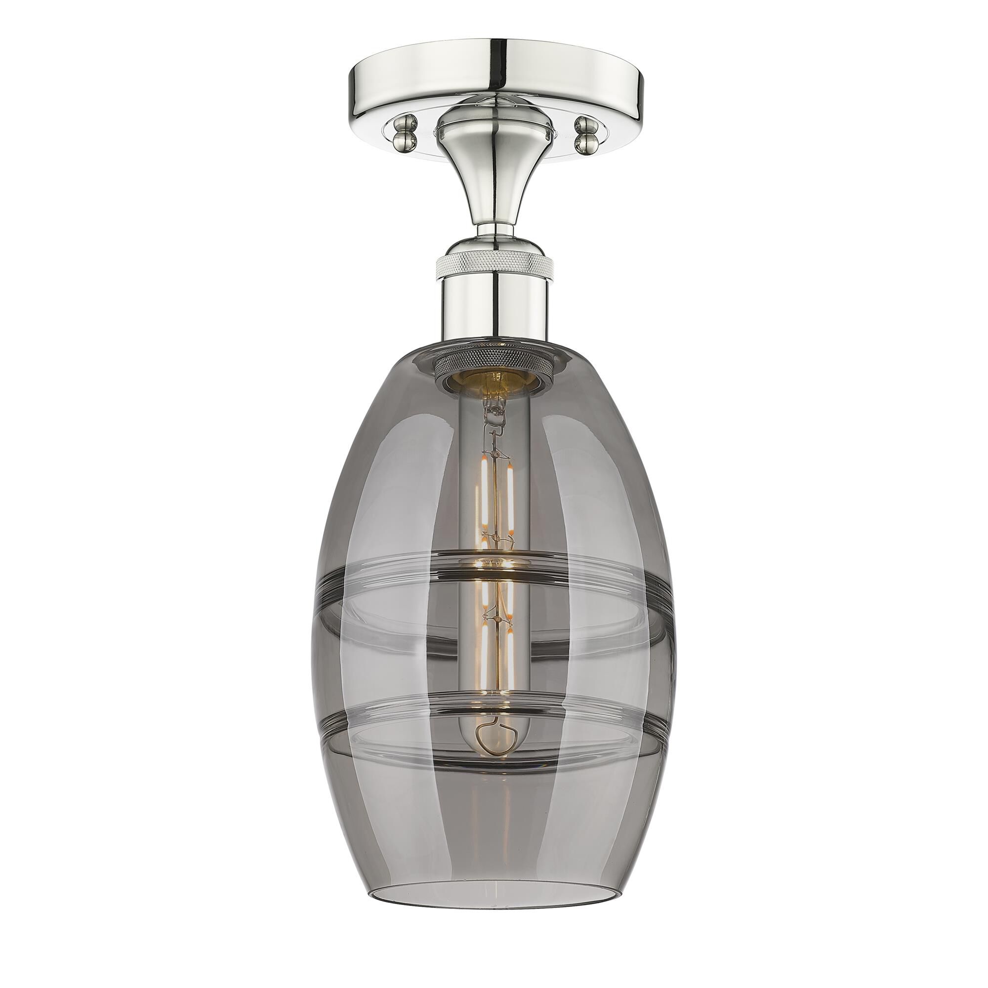 Shown in Polished Nickel finish and Light Smoke glass