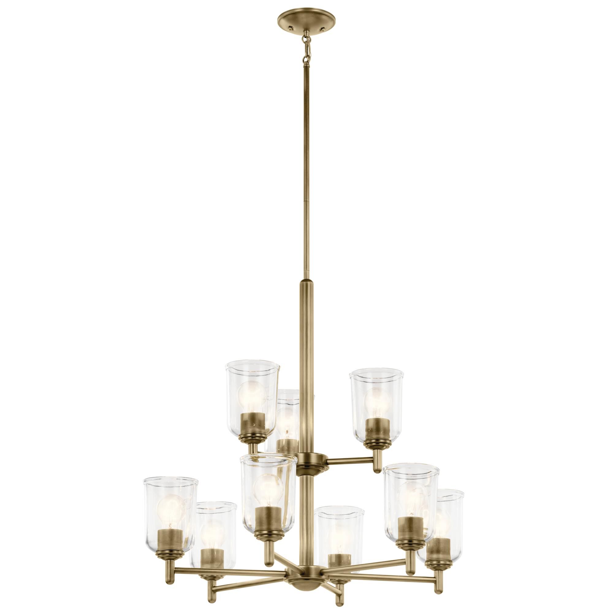 Shown in Natural Brass finish and Clear glass