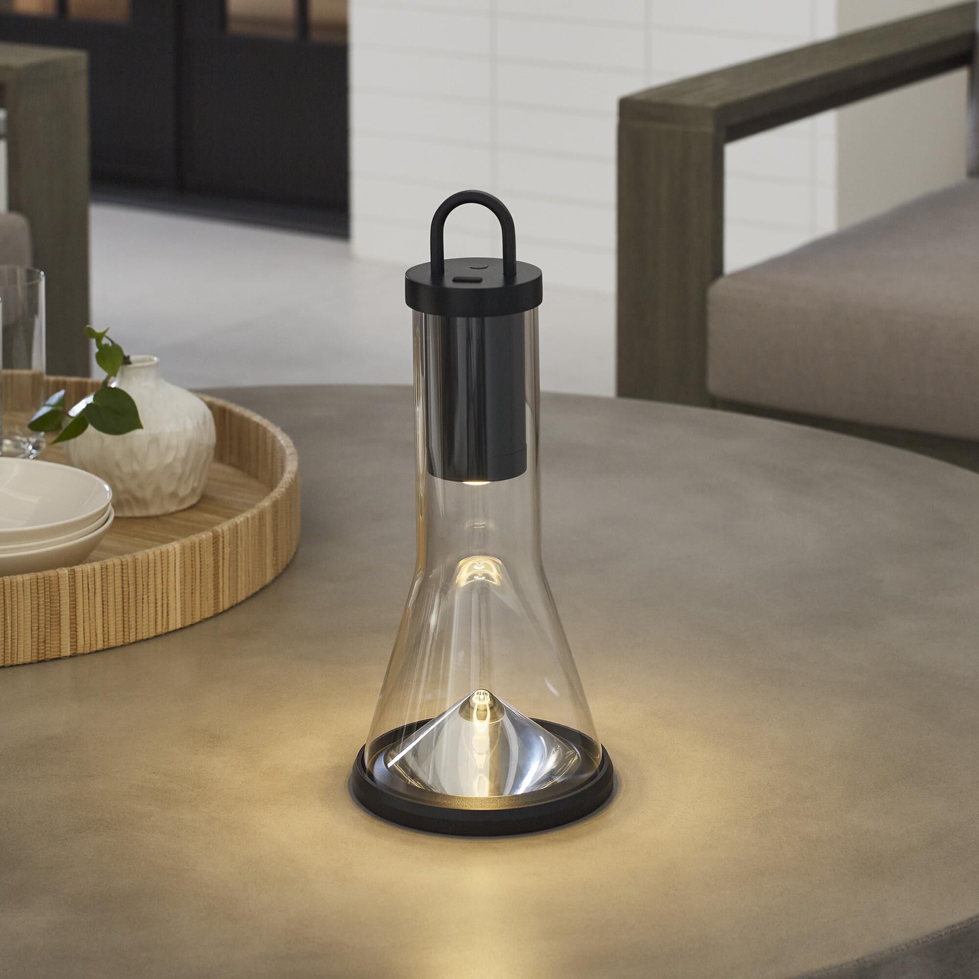 Shown in Black finish and Clear glass