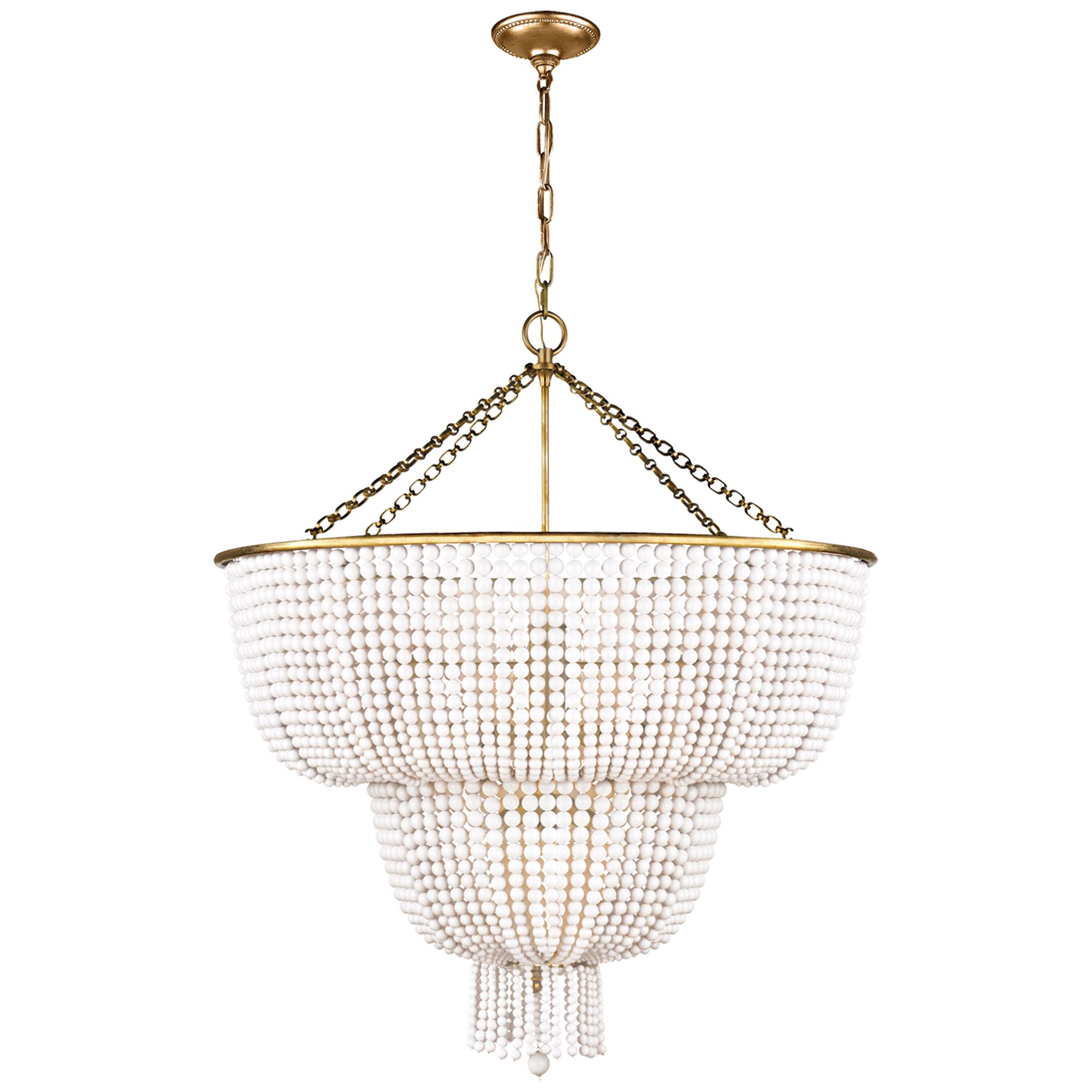 Shown in Hand-Rubbed Antique Brass finish and White Acrylic glass