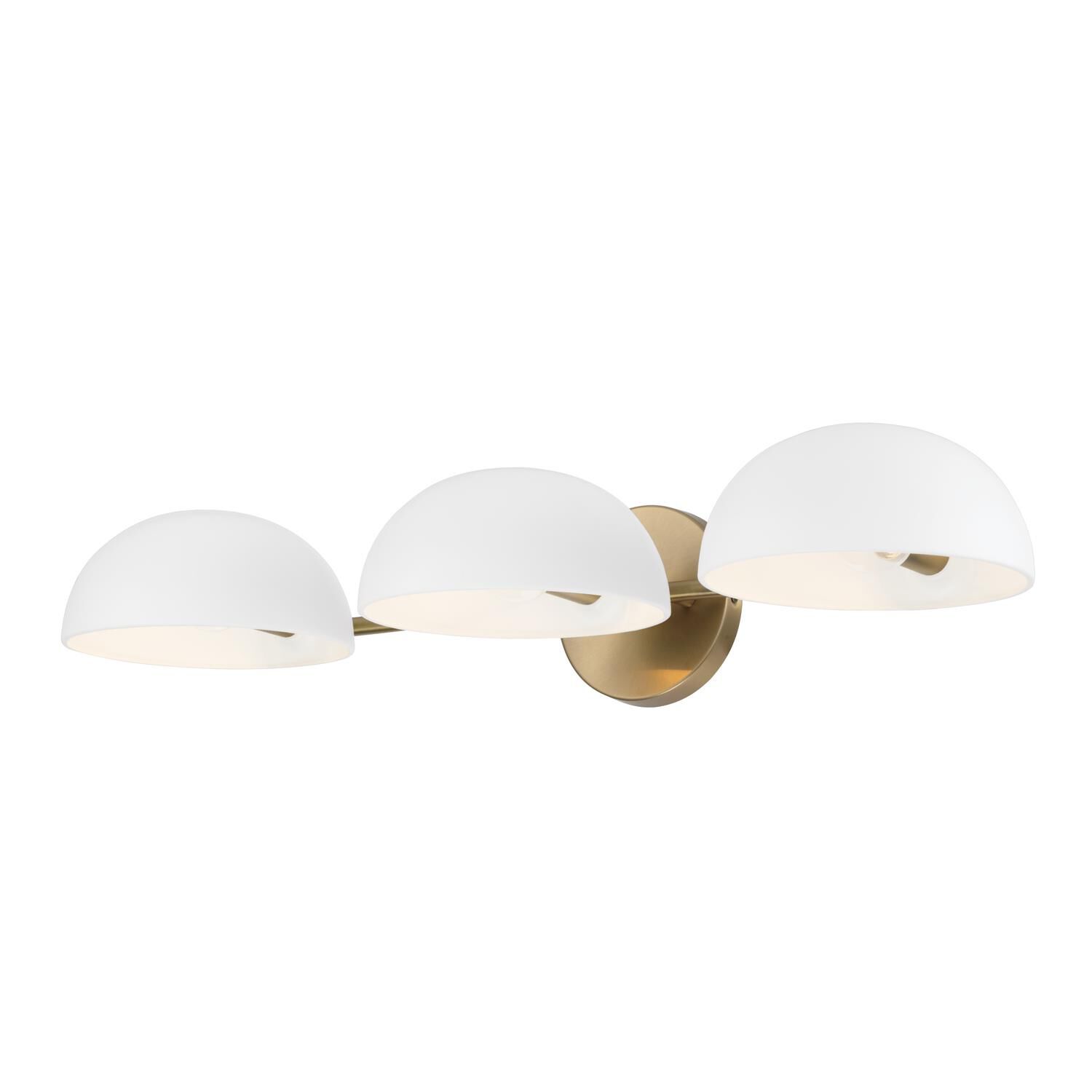 Shown in Aged Brass And White finish and Matte White Metal s shade
