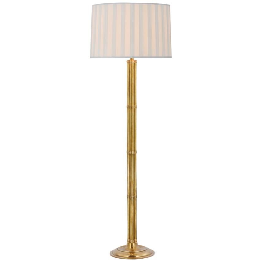 Shown in Natural Brass finish and Silk Box Pleat shade