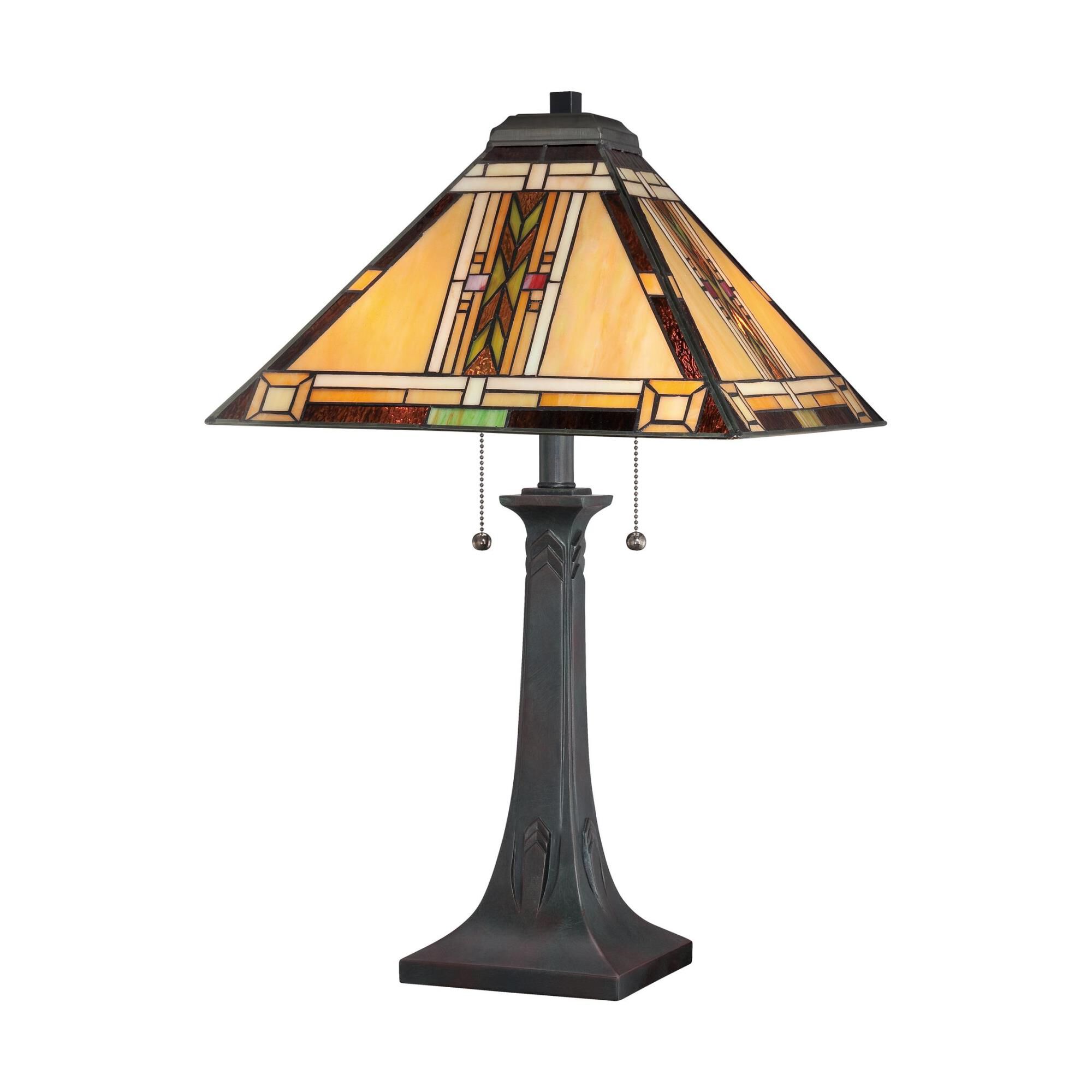 Shown in Valiant Bronze finish and Tiffany glass