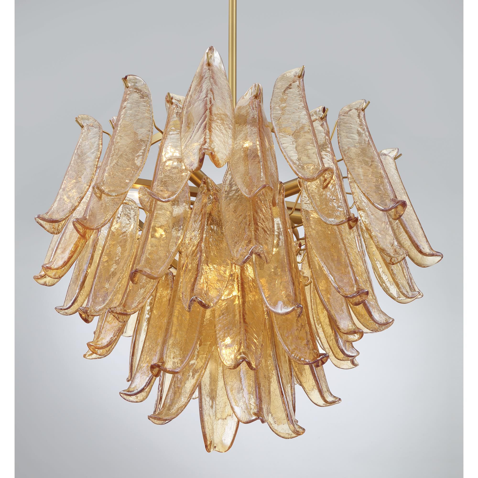 Shown in Legacy Brass finish and Amber Crackled glass