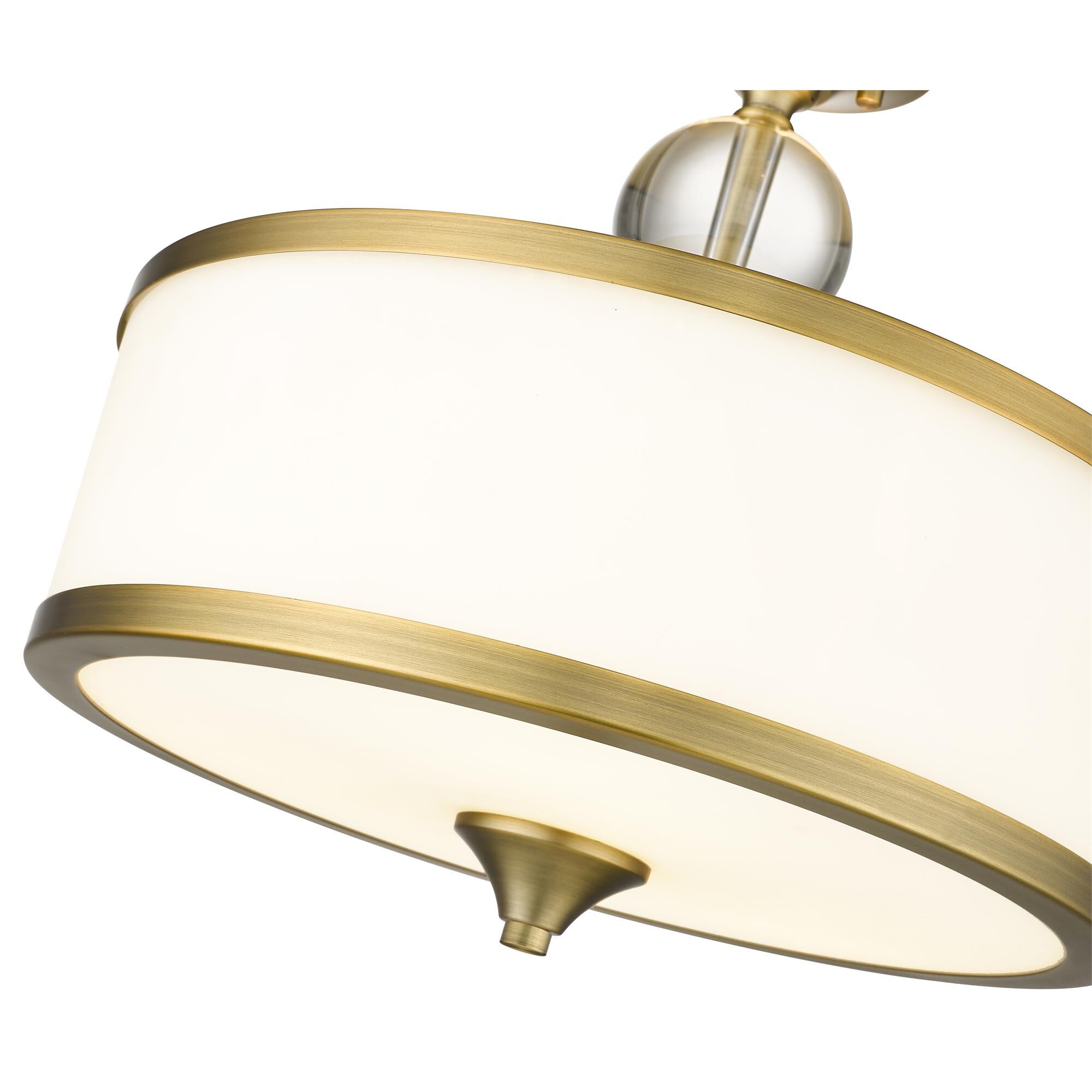 Shown in Heritage Brass finish and Glass shade