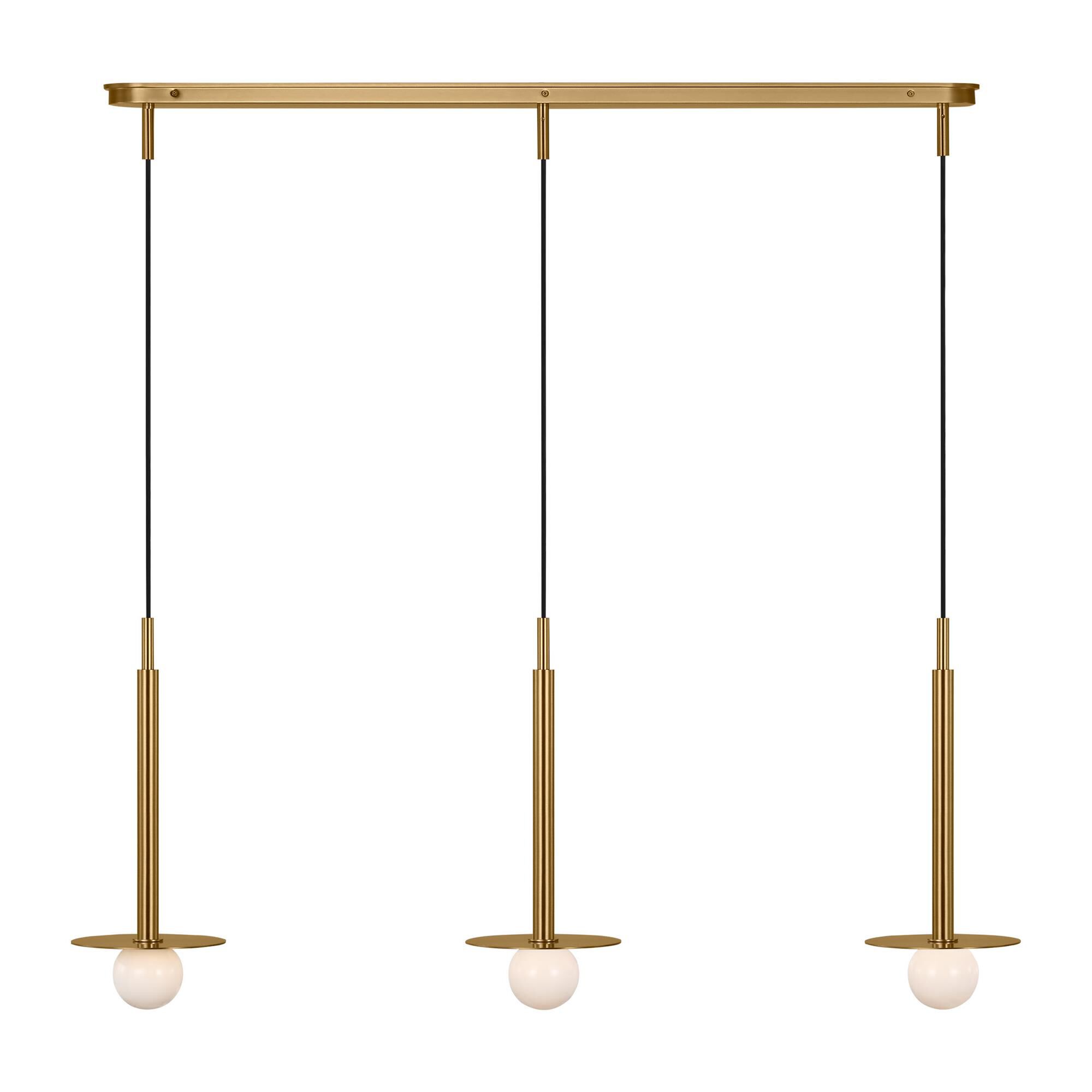 Shown in Burnished Brass finish and Milk glass