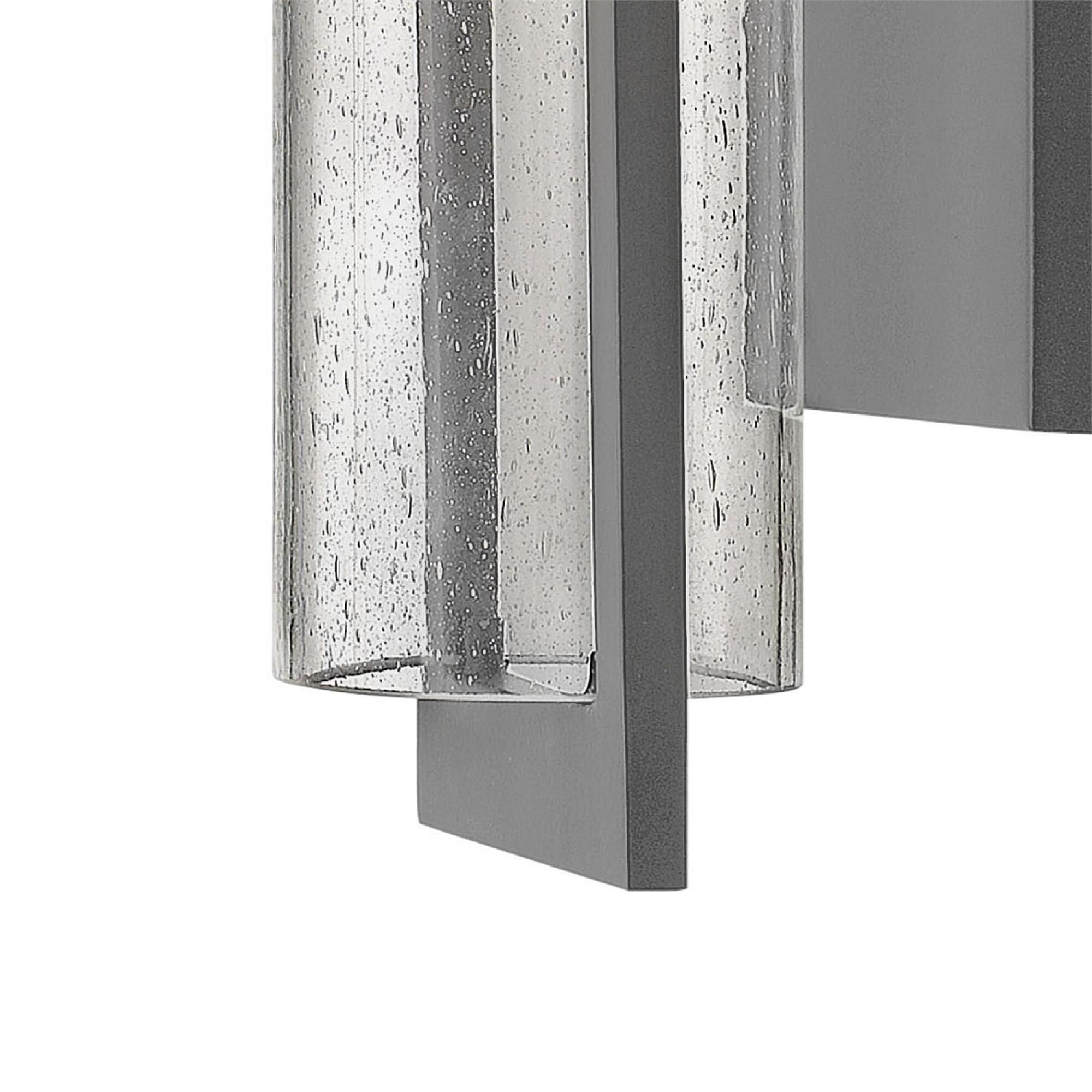 Shown in Hematite finish and Clear Seedy glass