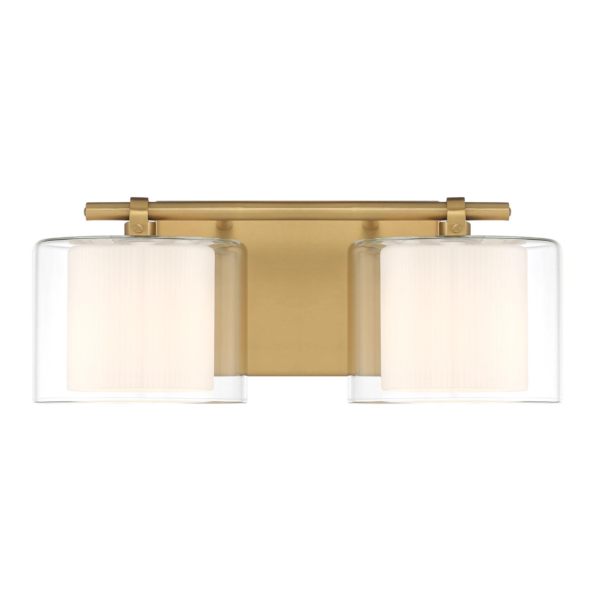 Shown in Legacy Brass finish and Clear and Etched Opal glass