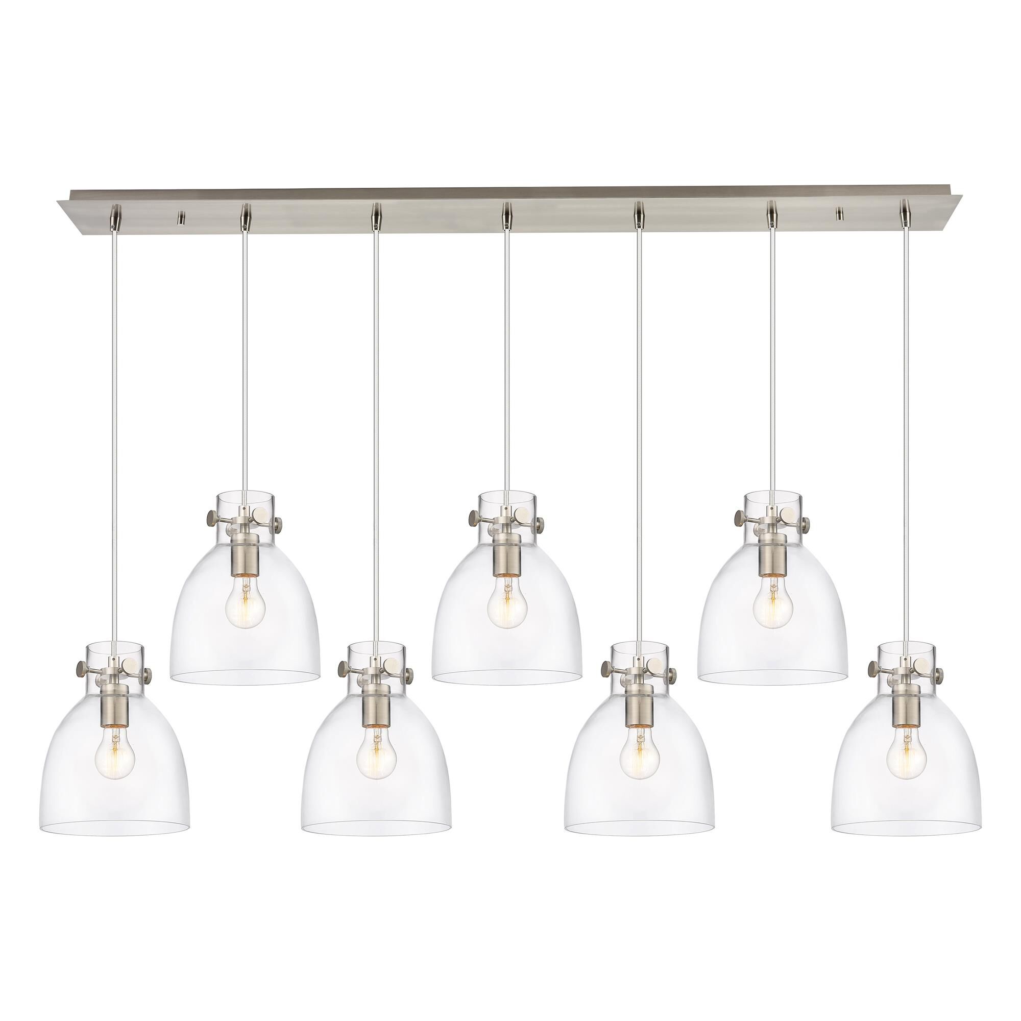 Shown in Brushed Satin Nickel finish and Clear glass and Clear Glass shade