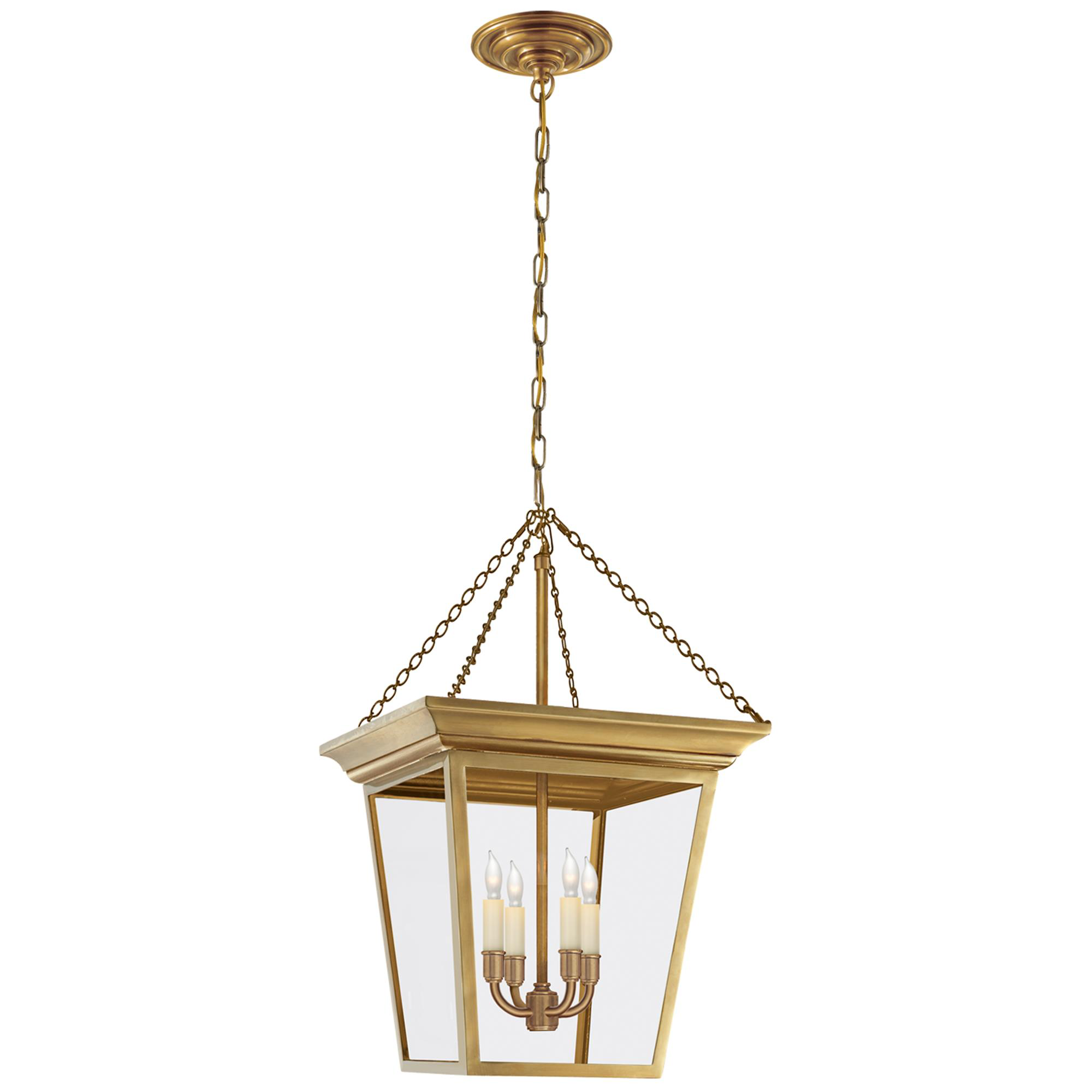Shown in Hand-Rubbed Antique Brass finish and Clear glass