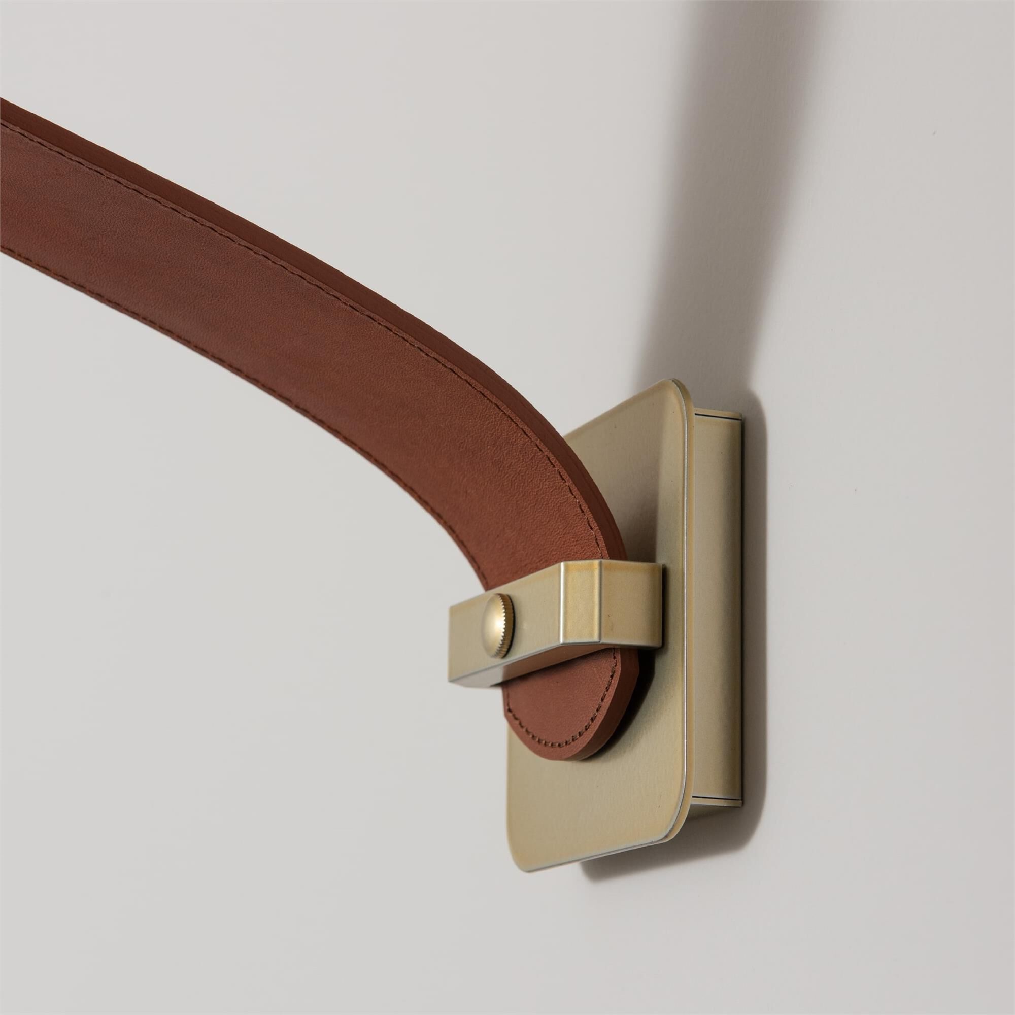 Shown in Modern Brass finish and Alabaster shade and Chestnut accent