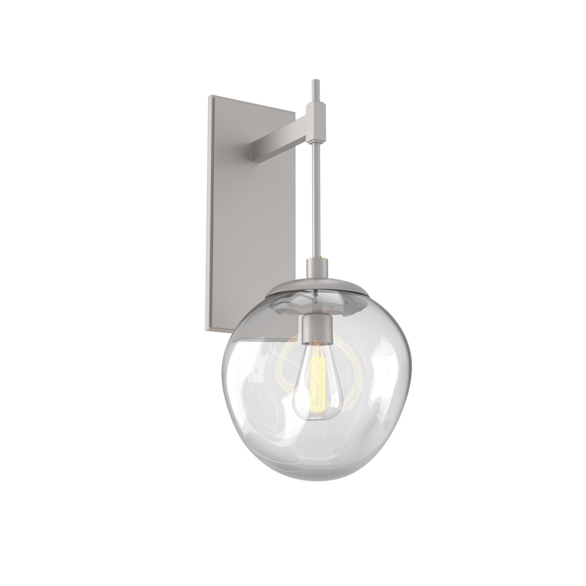 Shown in Metallic Beige Silver finish and Clear Blown glass
