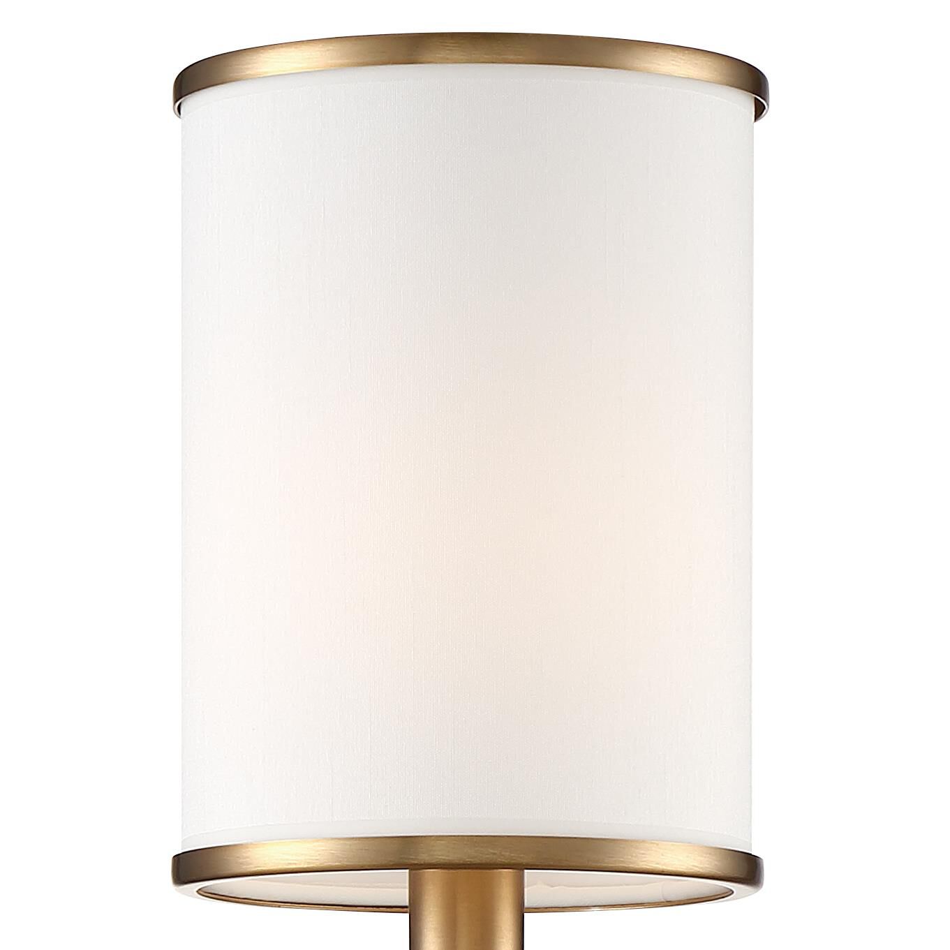 Shown in Vibrant Gold finish and Crystal Accents crystal and Silk glass and White shade
