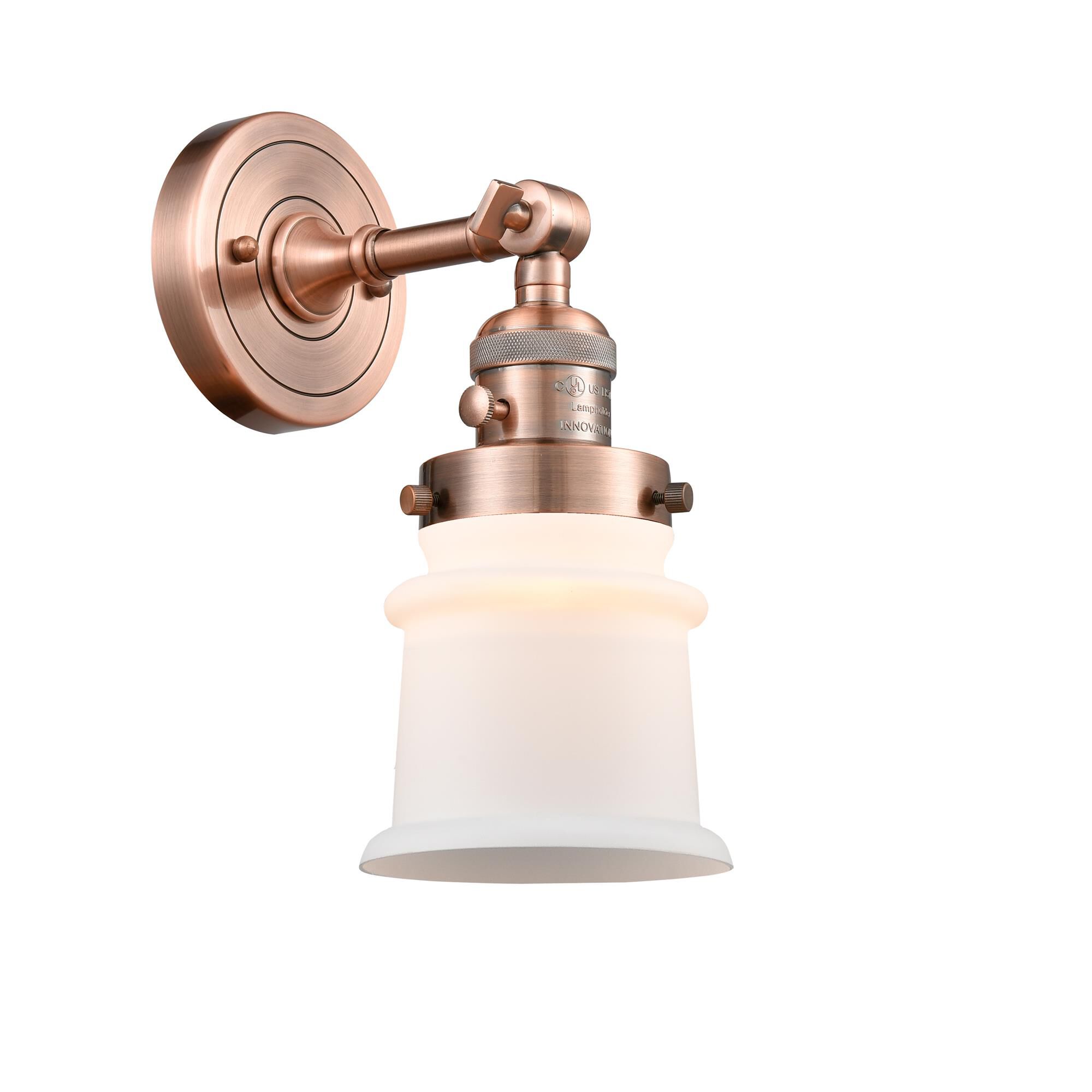 Shown in Antique Copper finish and Matte White Cased glass