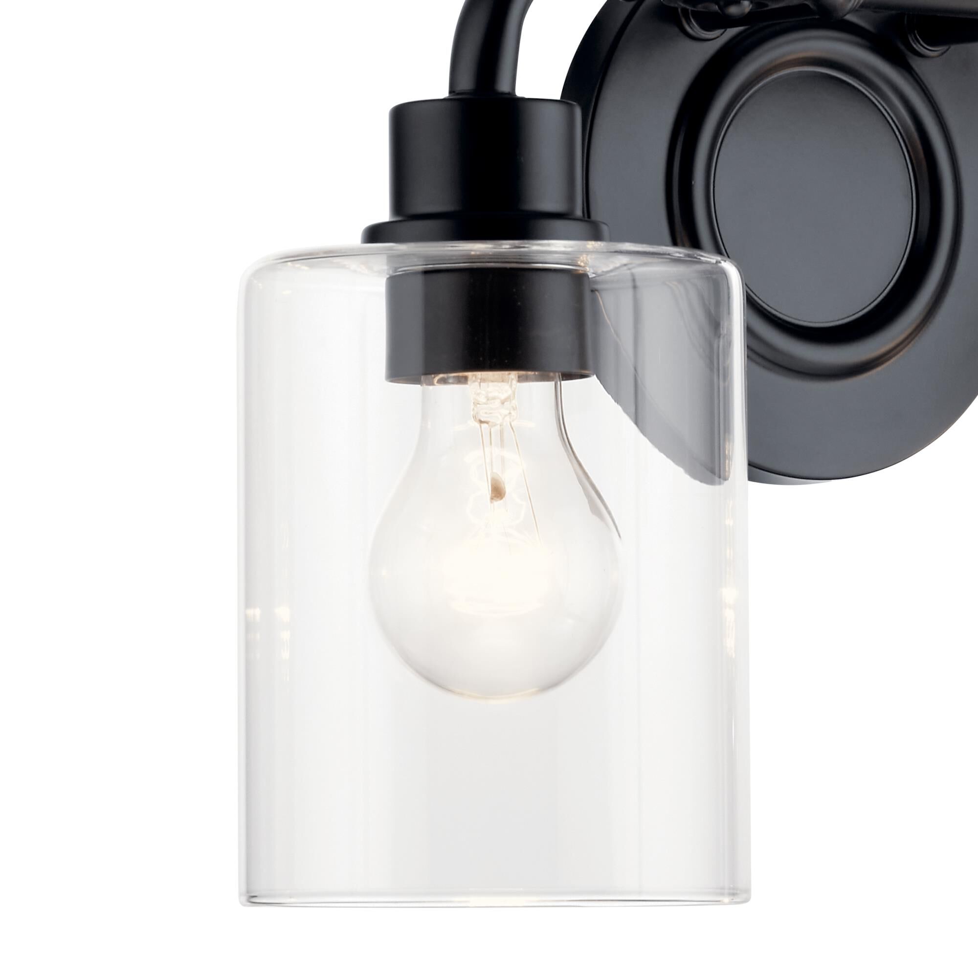 Shown in Black finish and Clear glass