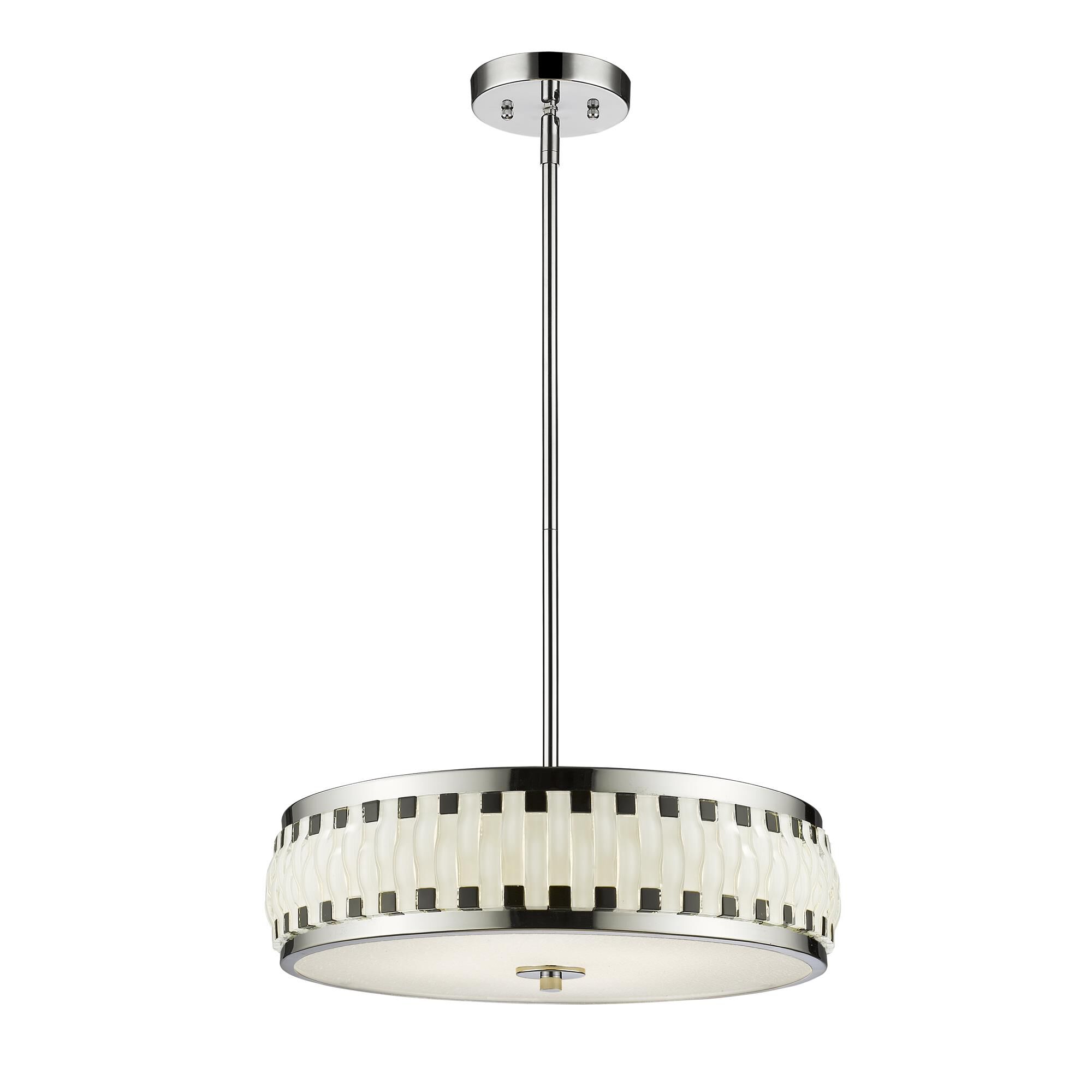 Shown in Chrome finish and Glass shade