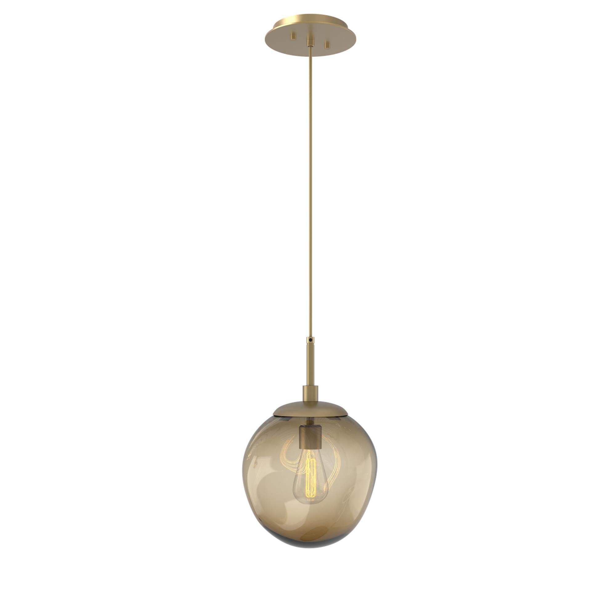 Shown in Gilded Brass finish and Blown Bronze glass