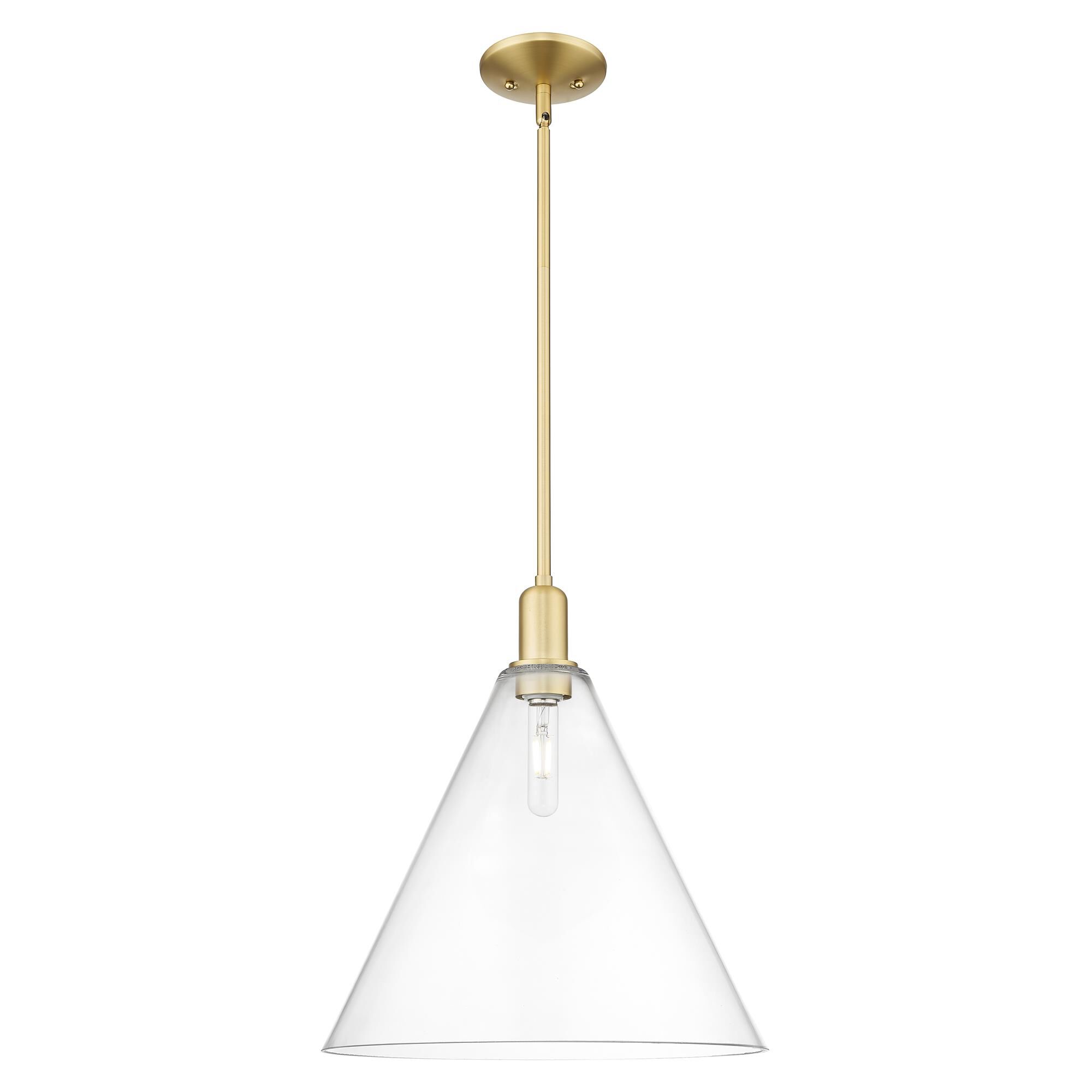 Shown in Satin Gold finish and Clear glass