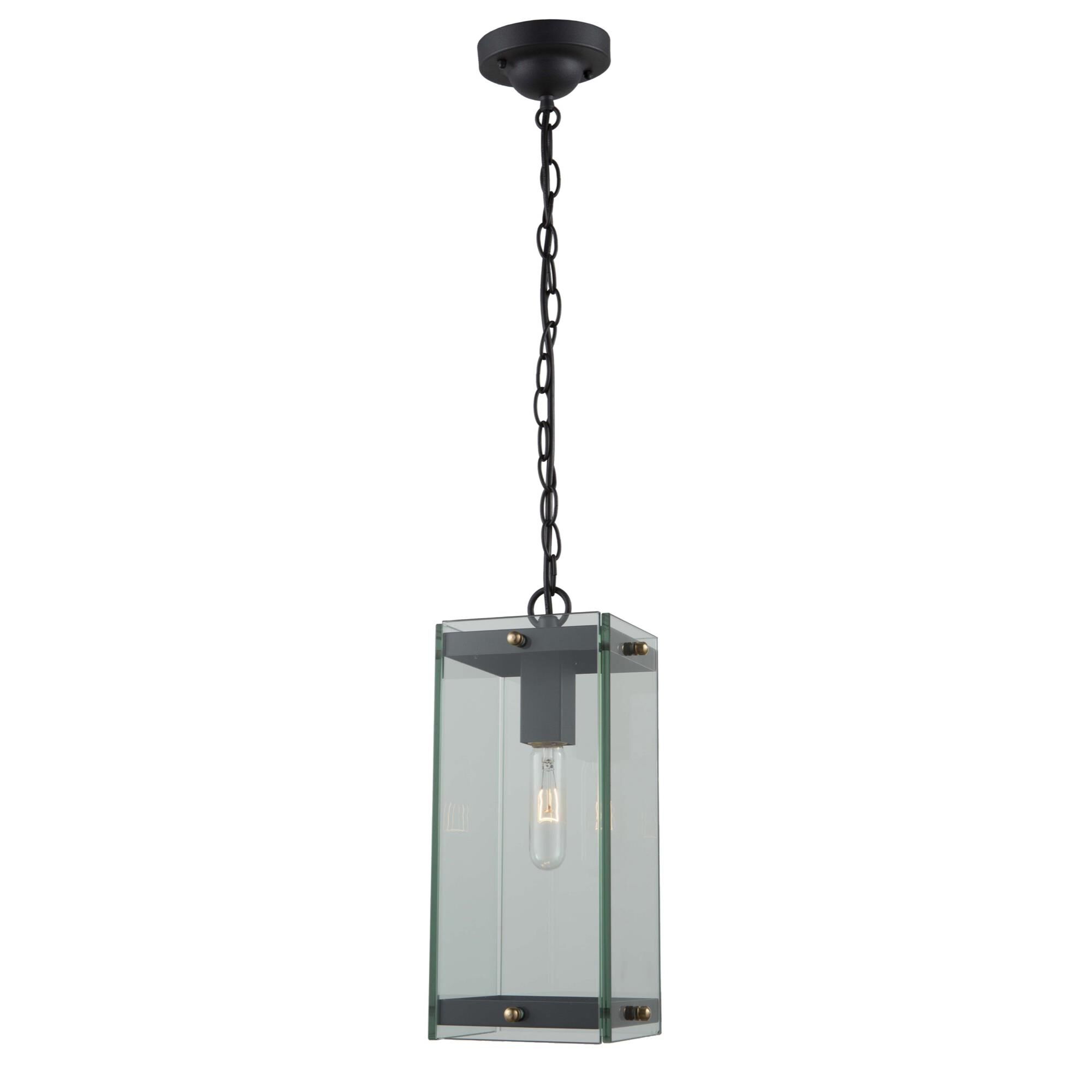 Shown in Matte Black - Harvest Brass finish and Clear glass