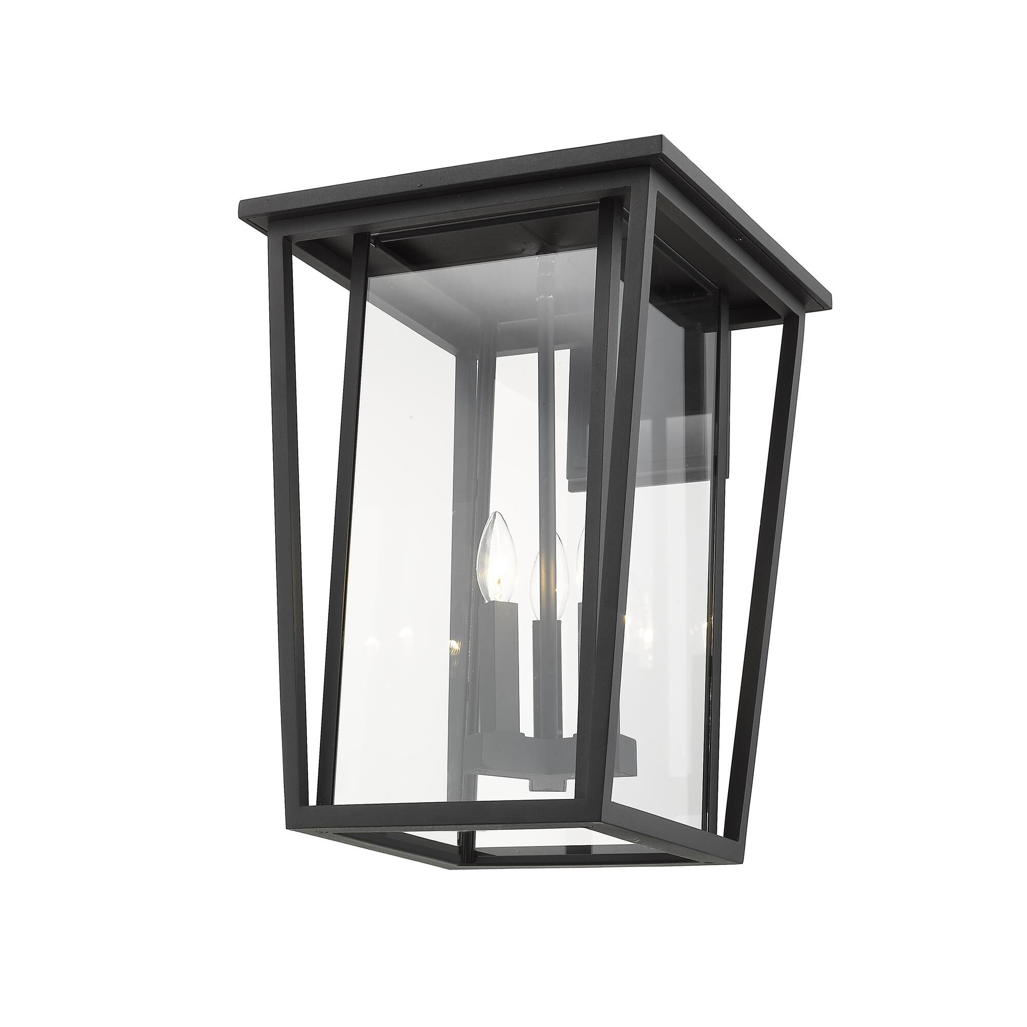 Shown in Black finish and Glass shade