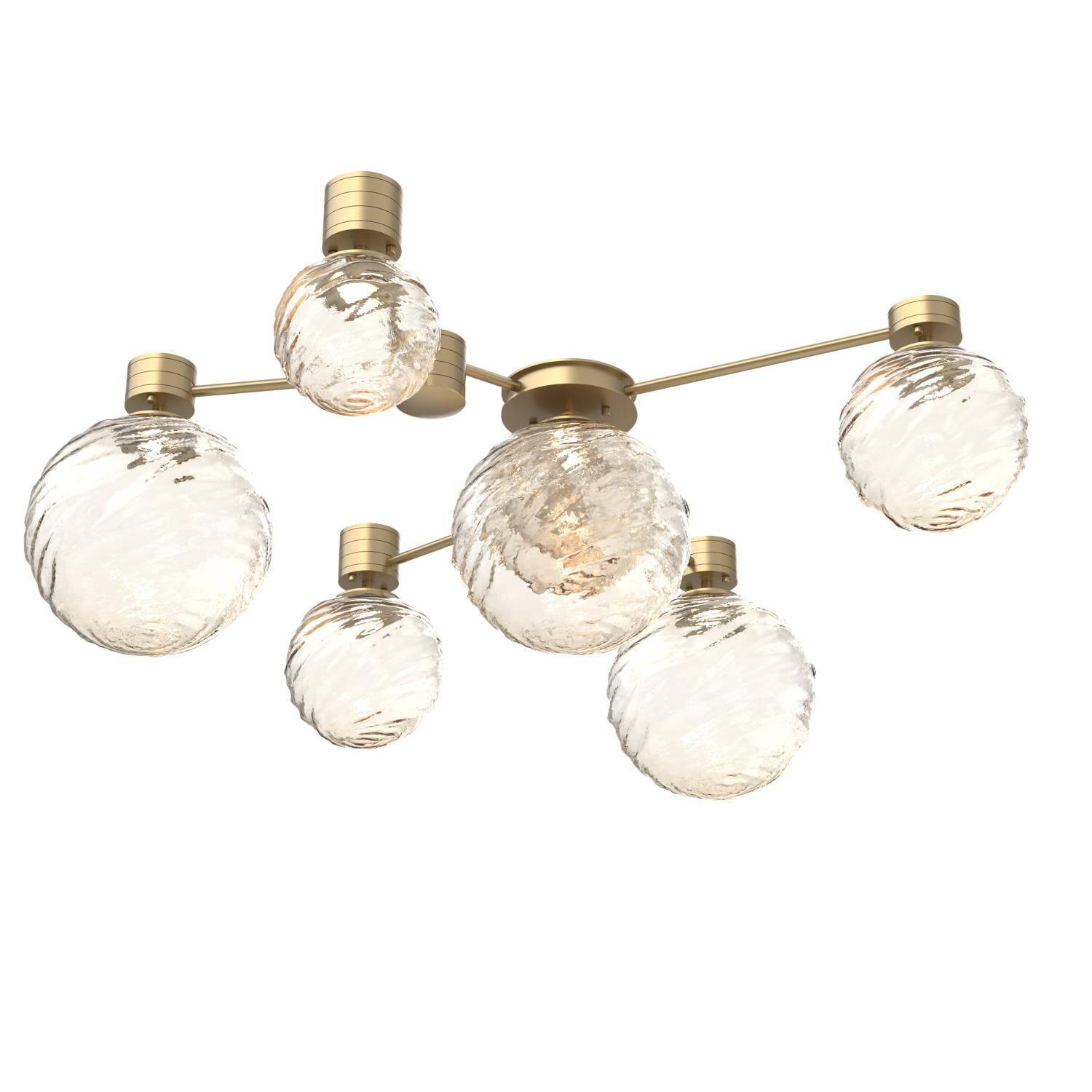 Shown in Gilded Brass finish and Amber glass