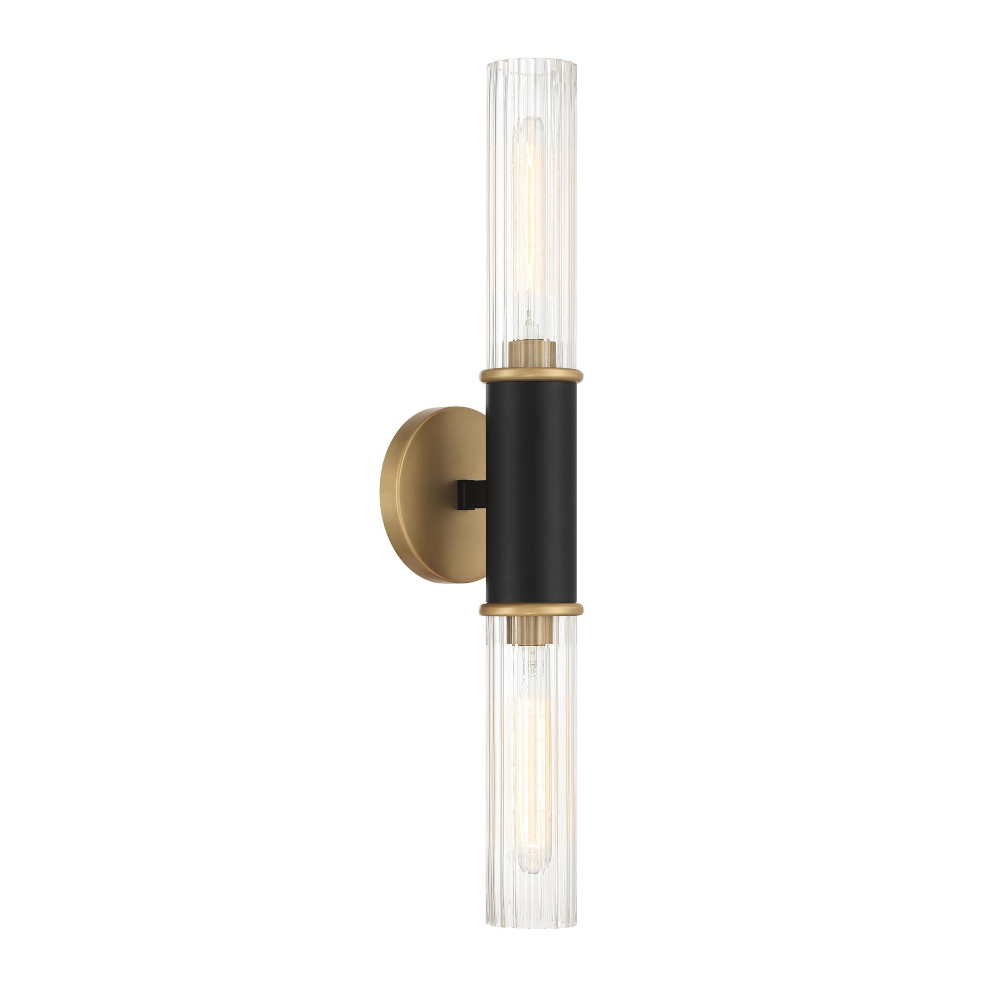 Shown in Dark Black and Brass finish and Ribbed glass