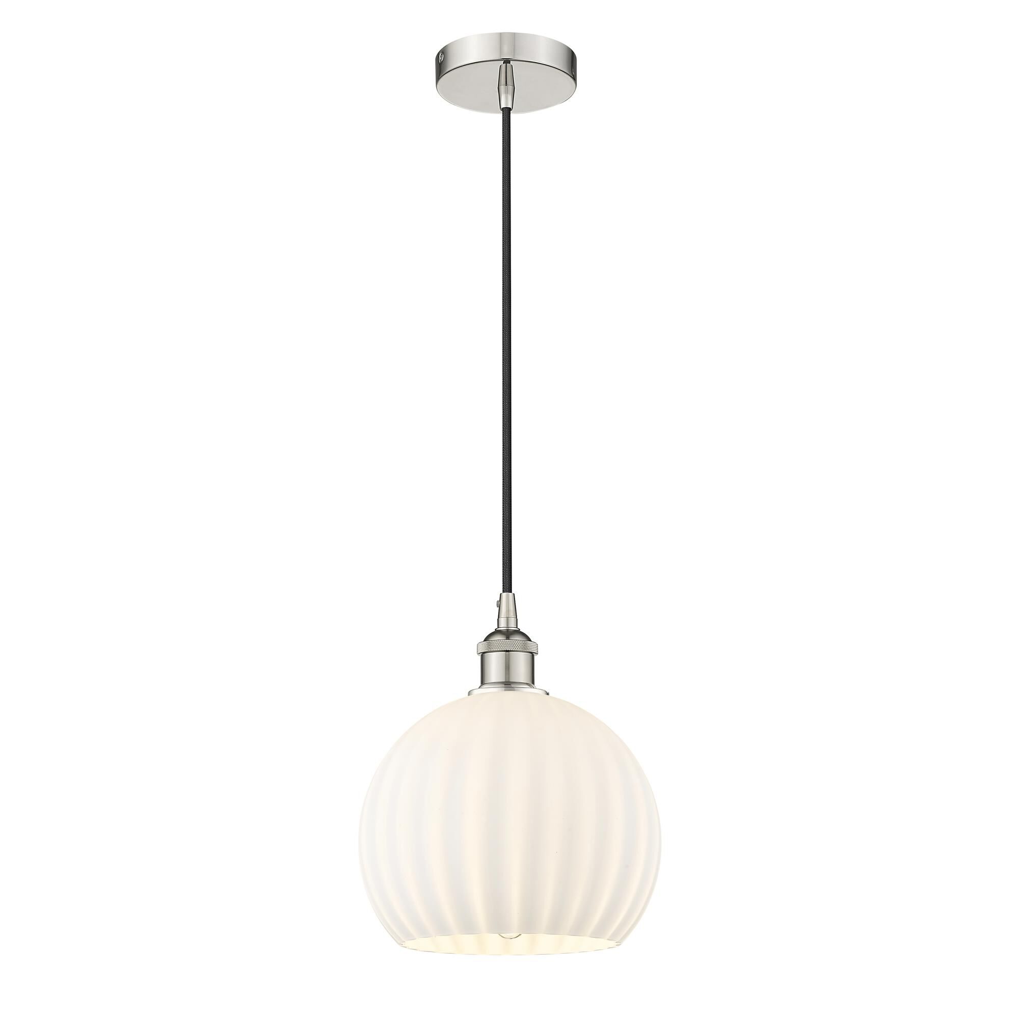 Shown in Polished Nickel finish and White Venetian glass
