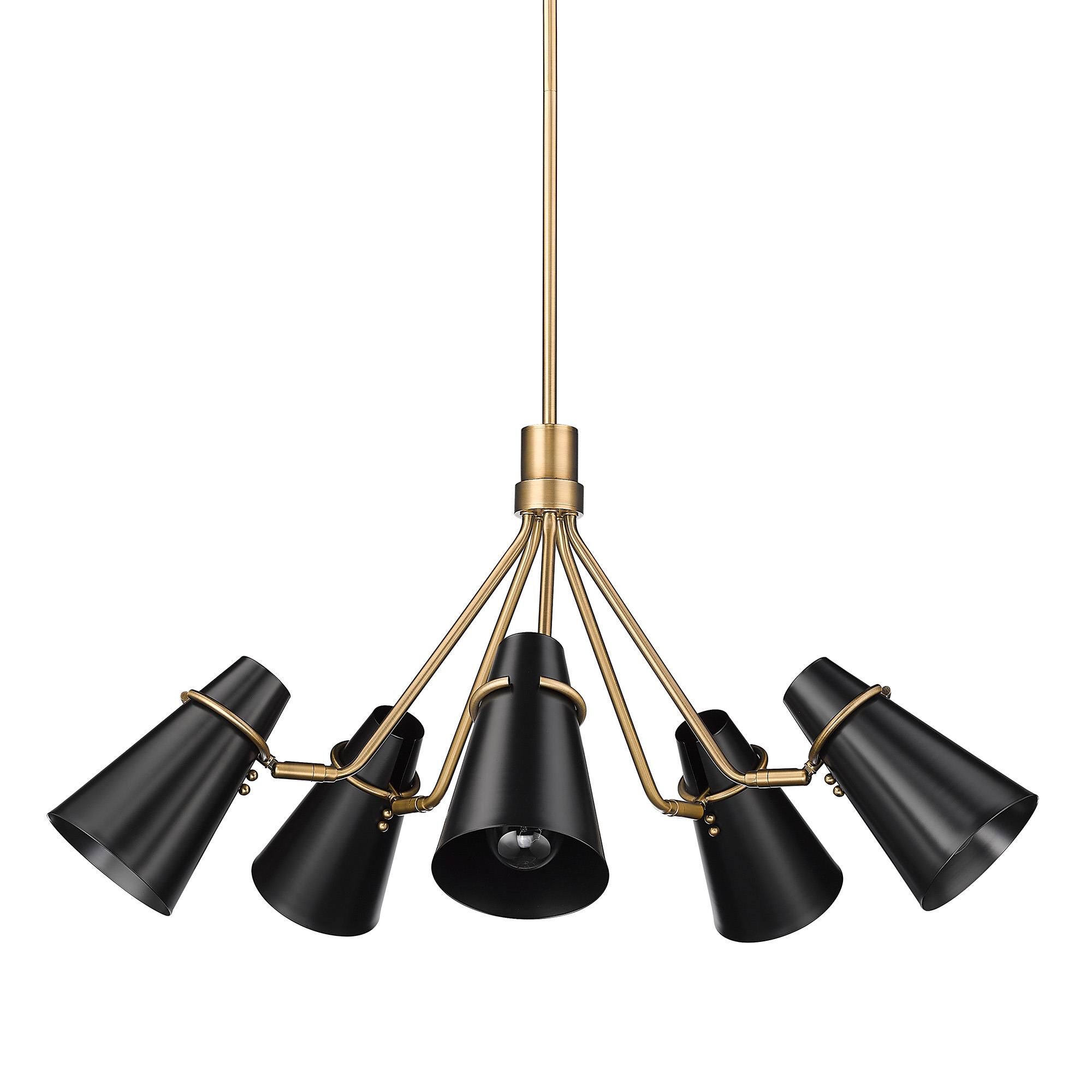 Shown in Modern Brass finish and Matte Black shade