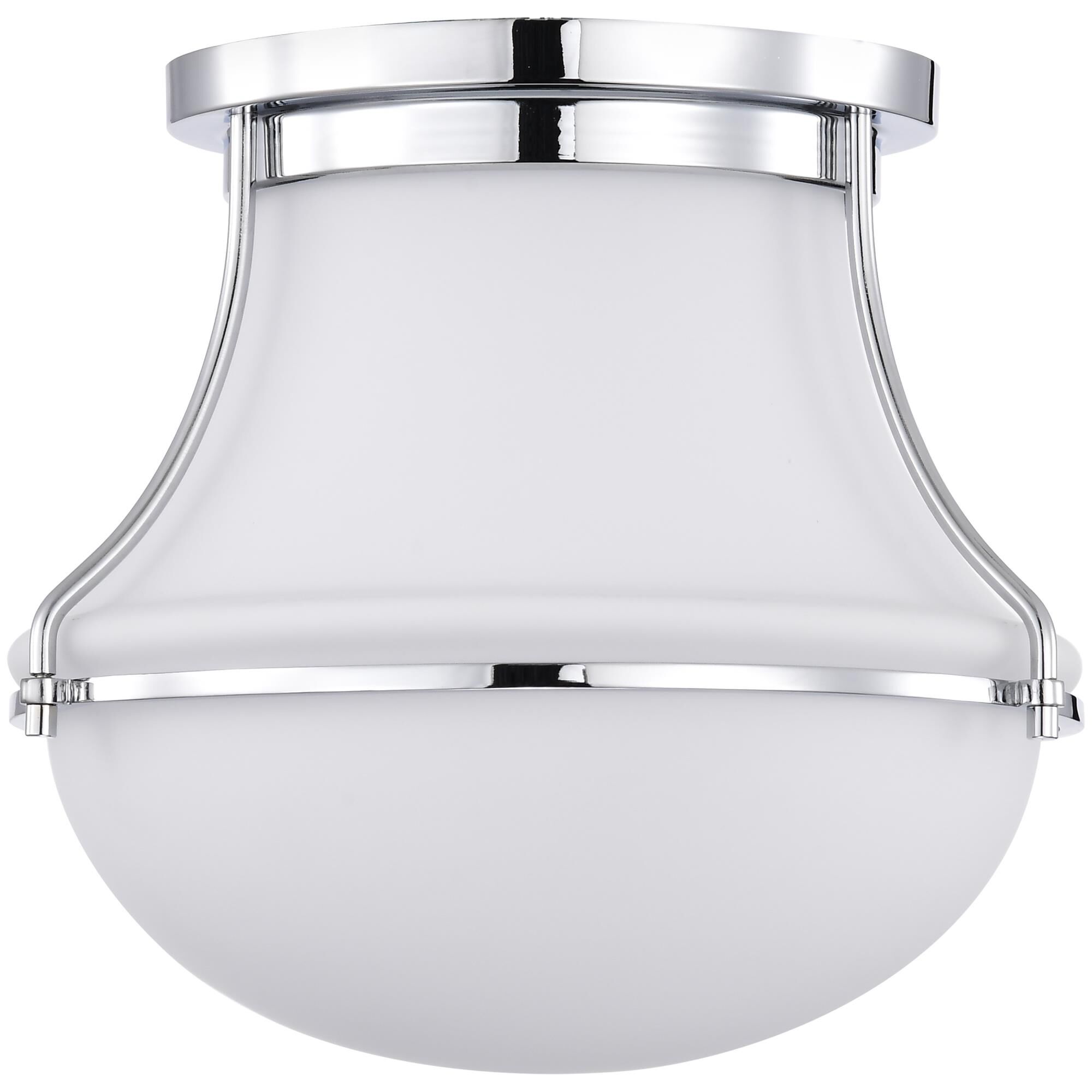 Shown in Polished Nickel finish and White Opal glass