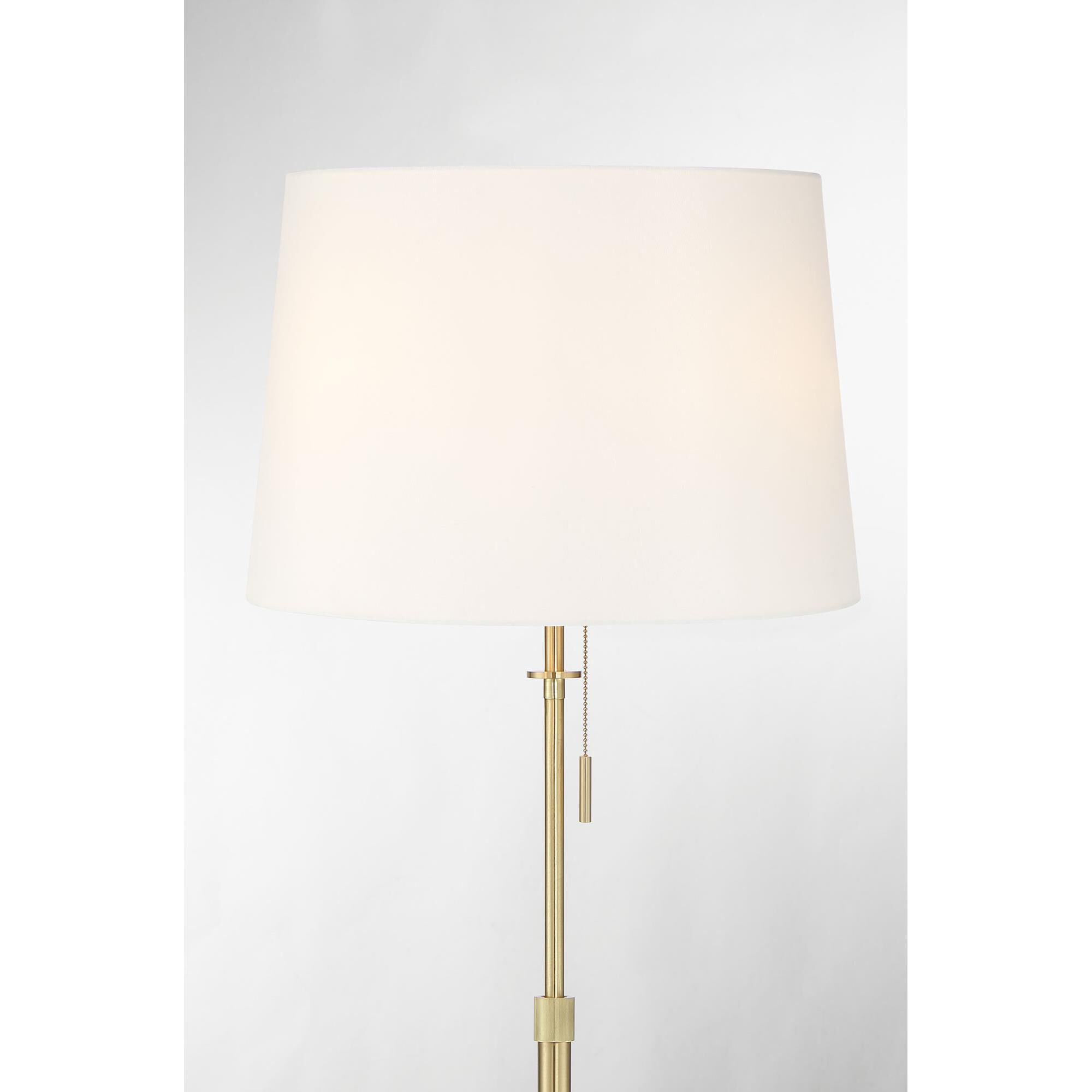 Shown in Satin Brass And White Shade finish