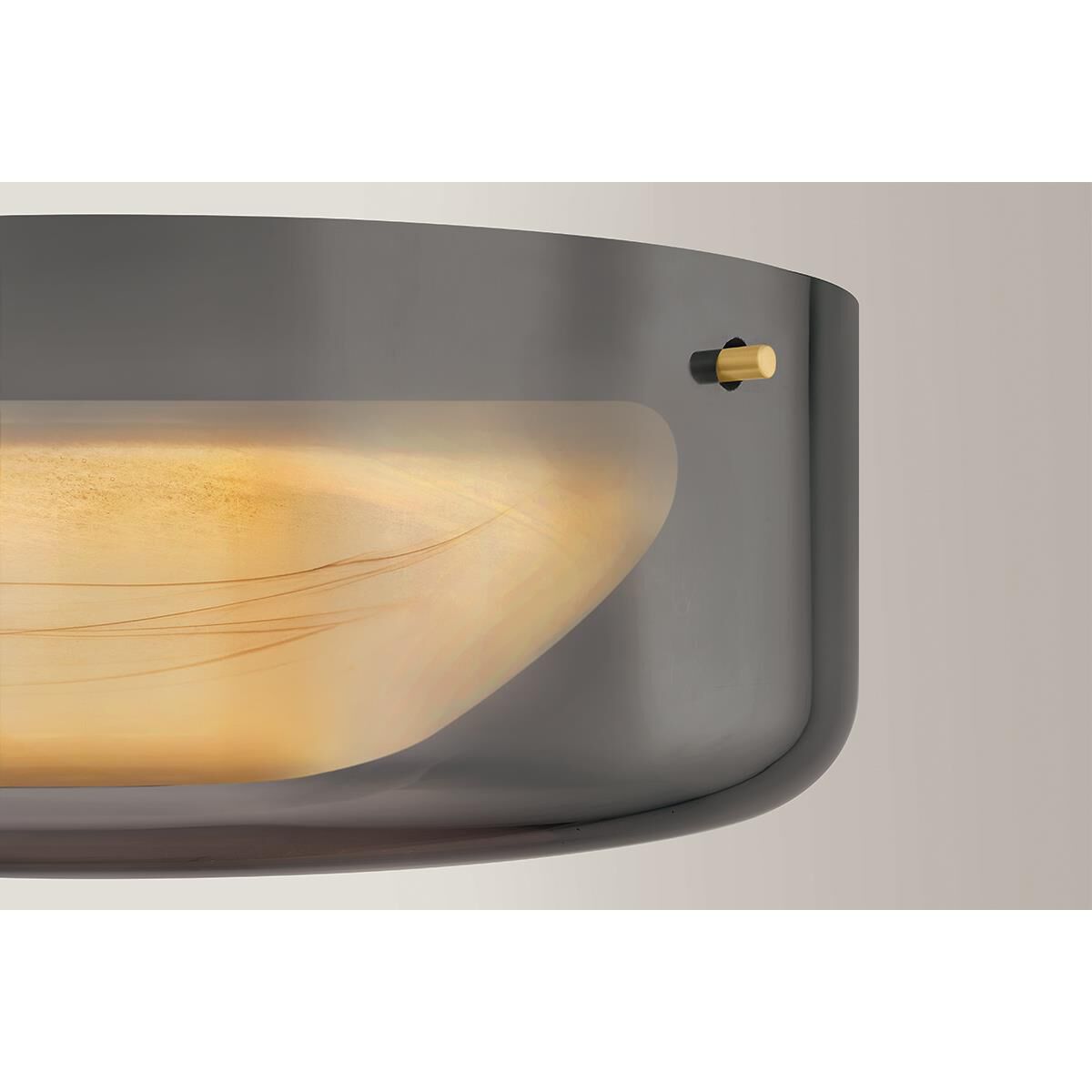 Shown in Aged Brass finish and Plated Smoke glass