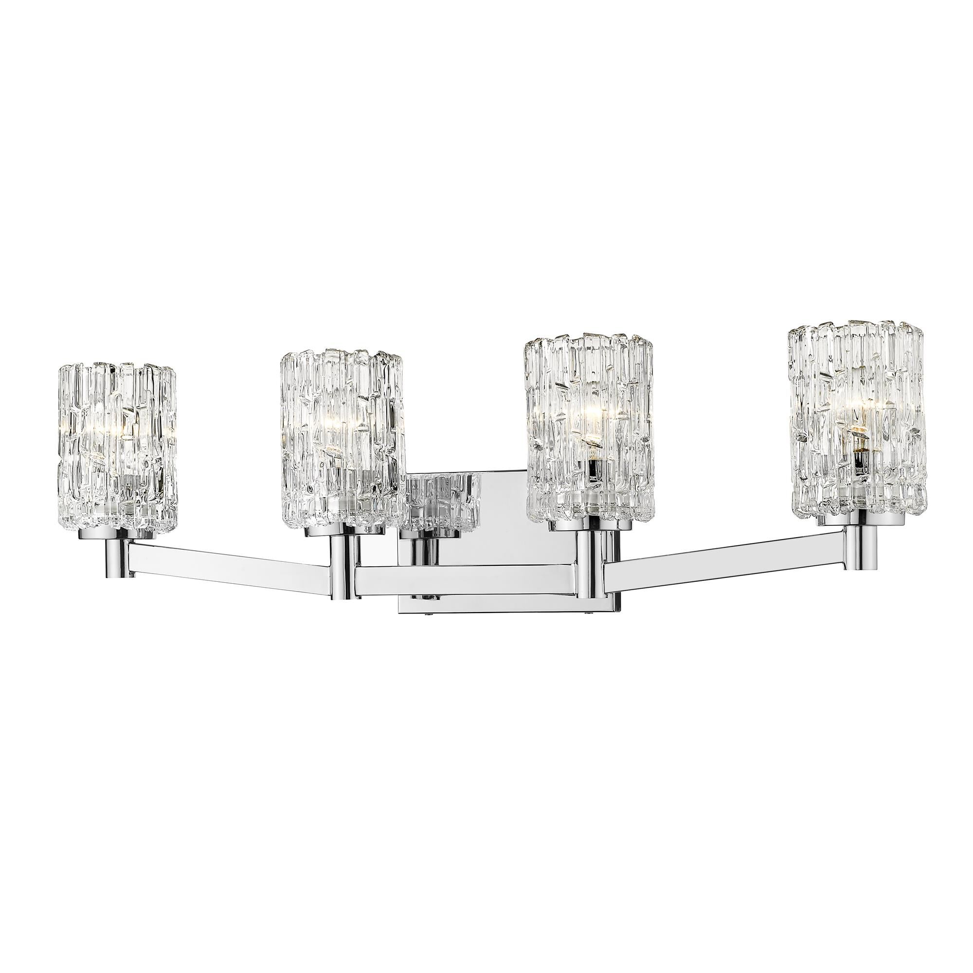 Shown in Chrome finish and Glass shade