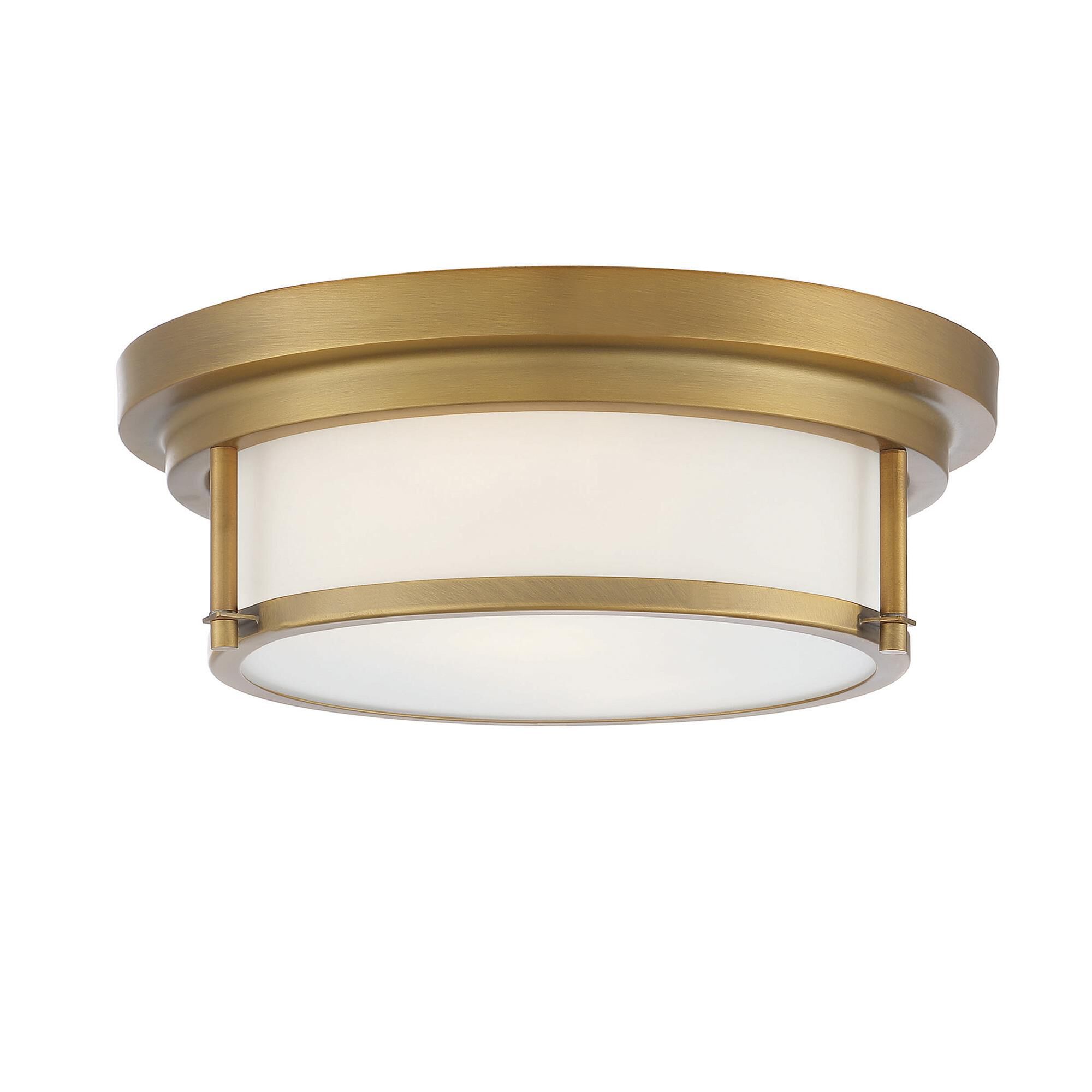 Shown in Natural Brass finish and White glass