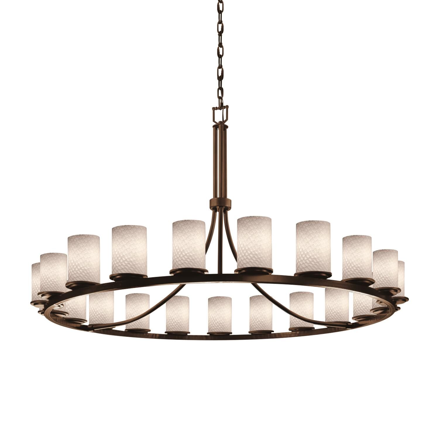 Shown in Dark Bronze finish and Weave glass and Cylinder with Flat Rim (FSN) shade