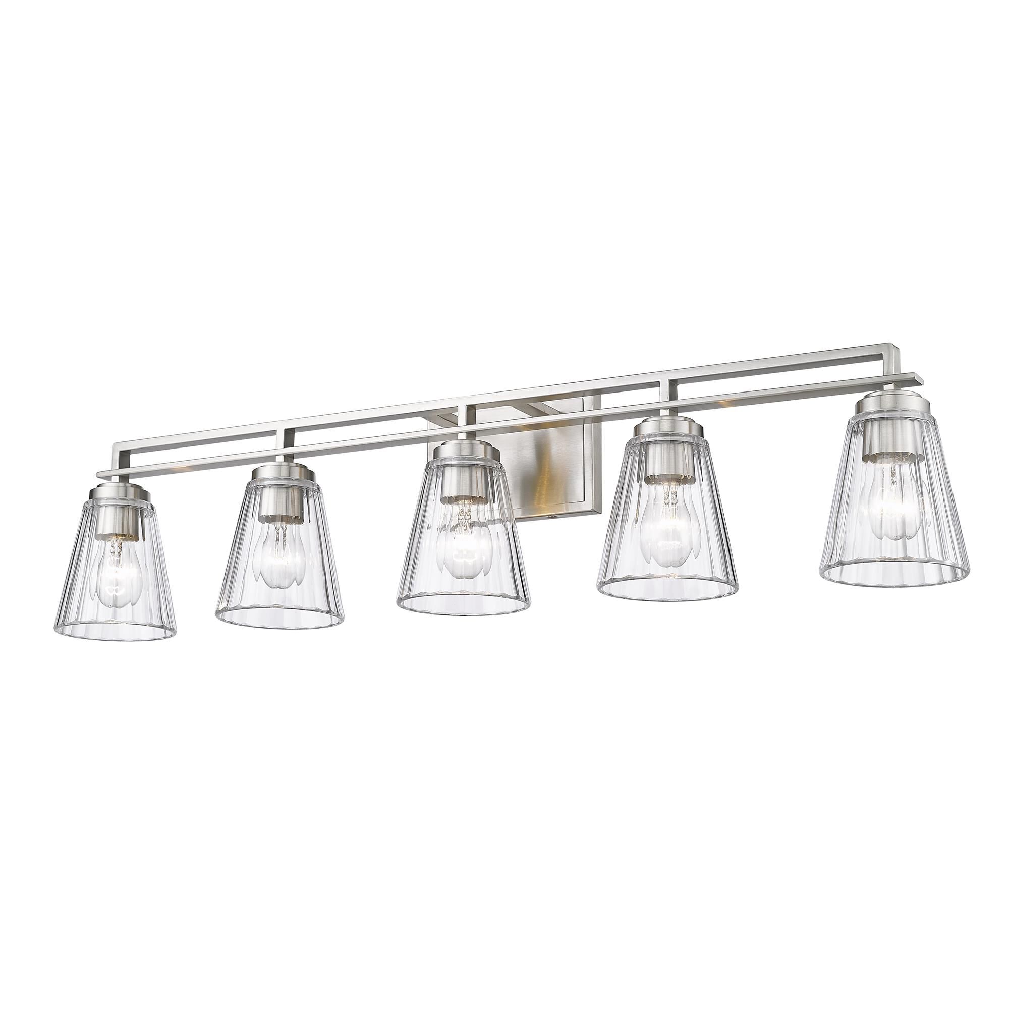 Shown in Brushed Nickel finish and Clear glass