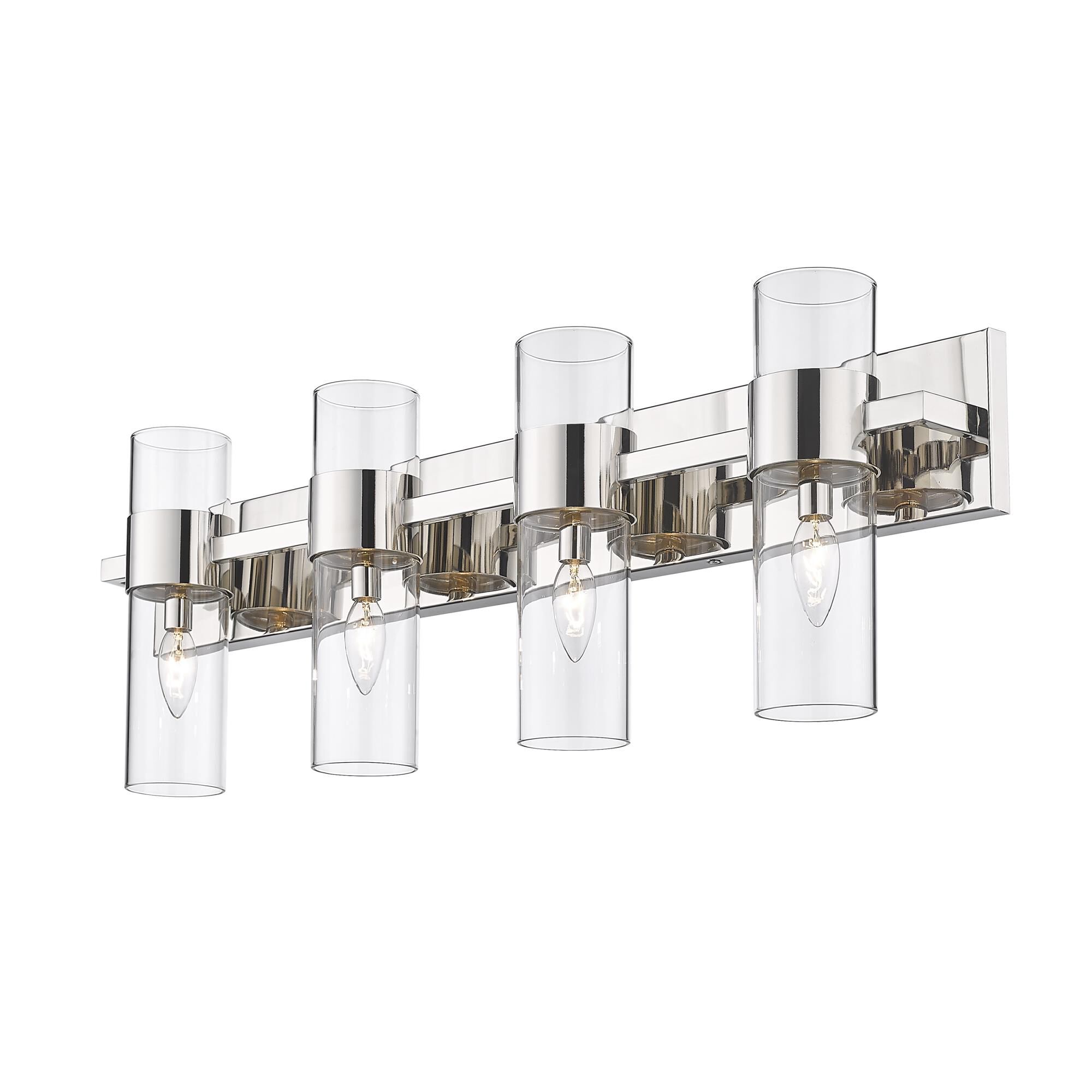 Shown in Polished Nickel finish and Clear glass