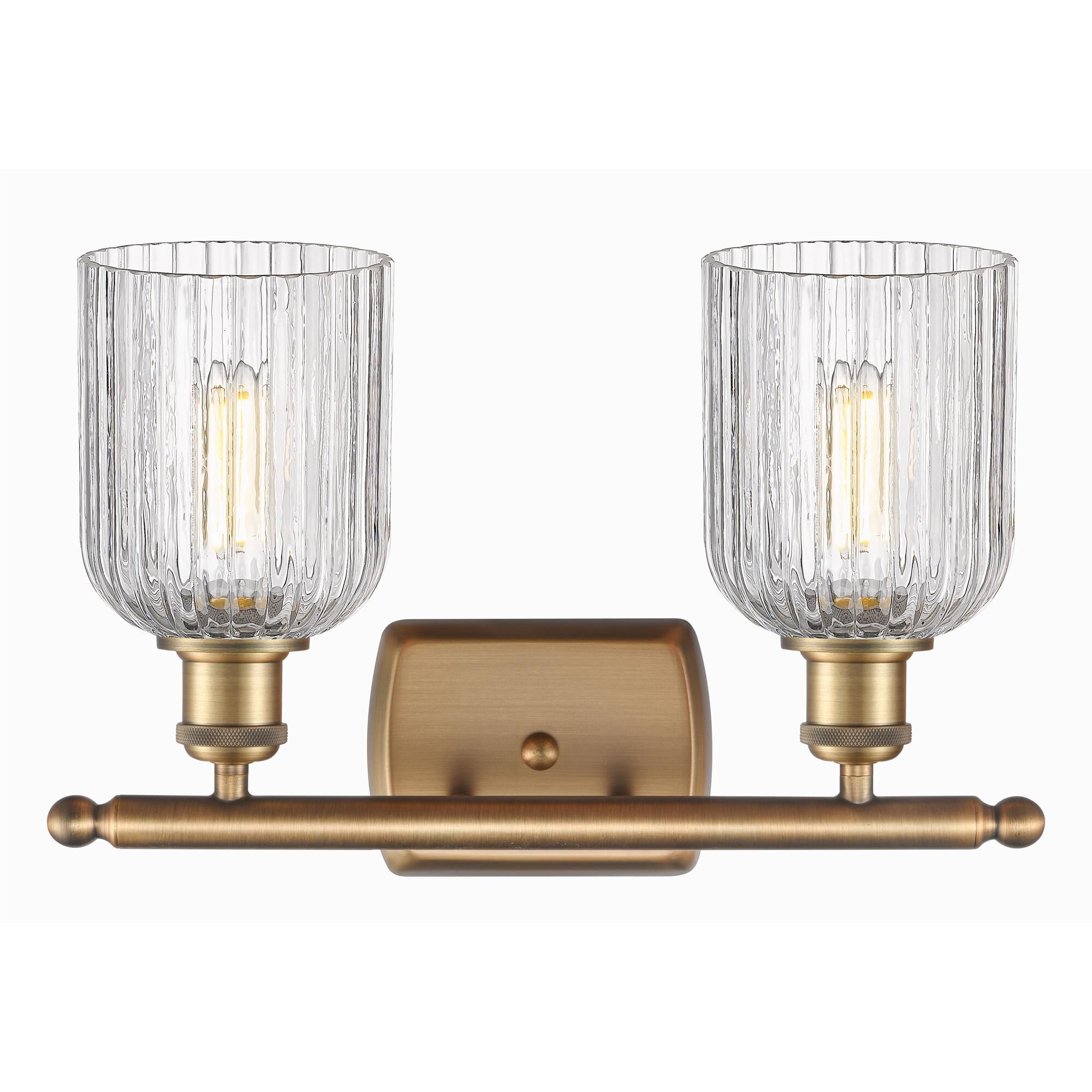 Shown in Brushed Brass finish and Clear glass
