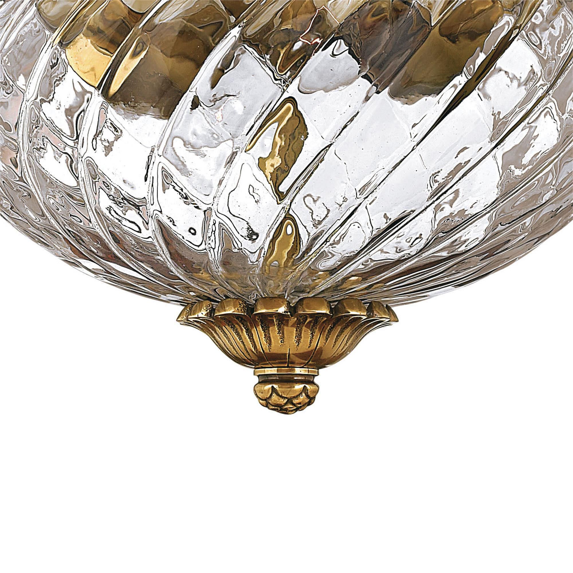 Shown in Burnished Brass finish and Clear Optic glass
