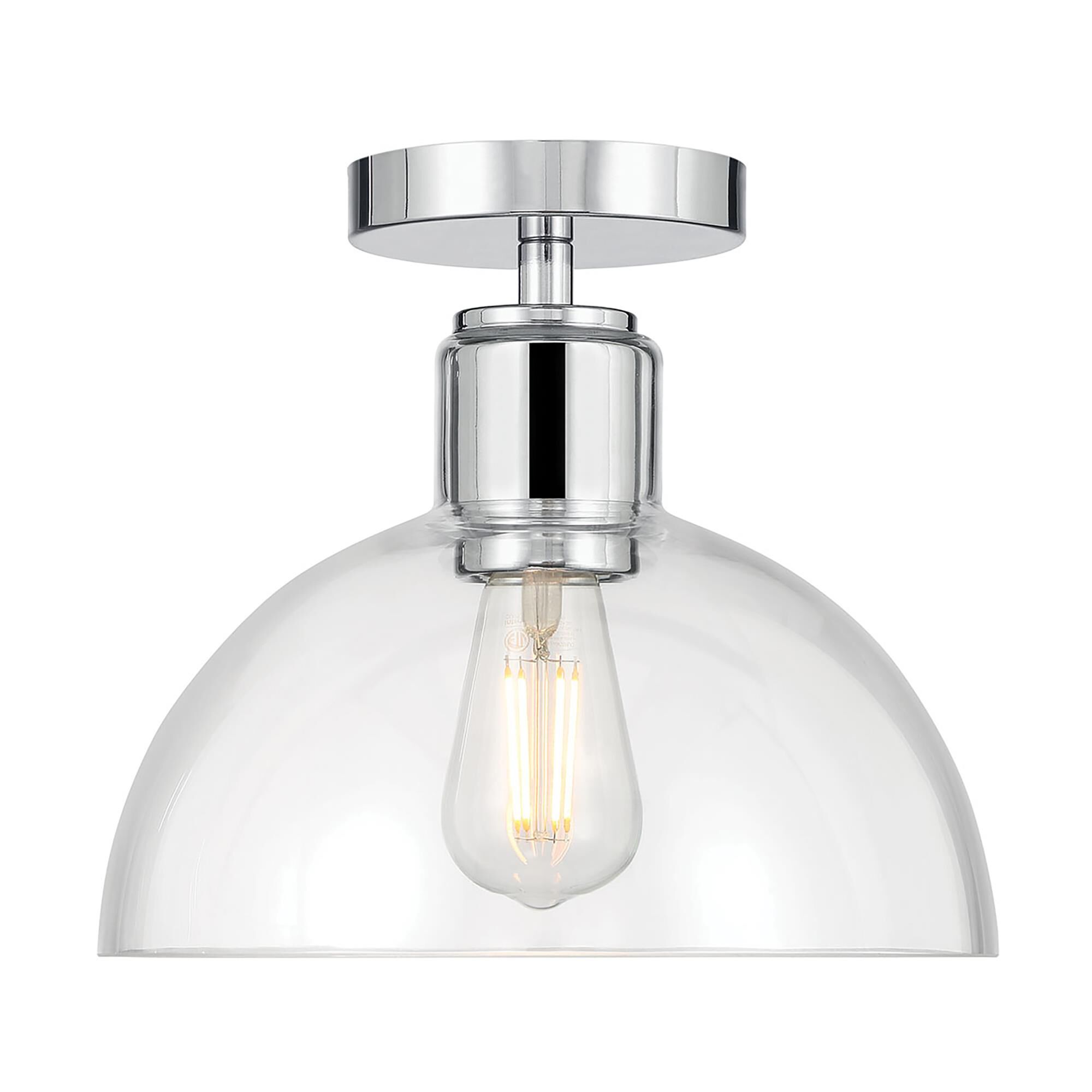 Shown in Chrome finish and Clear glass