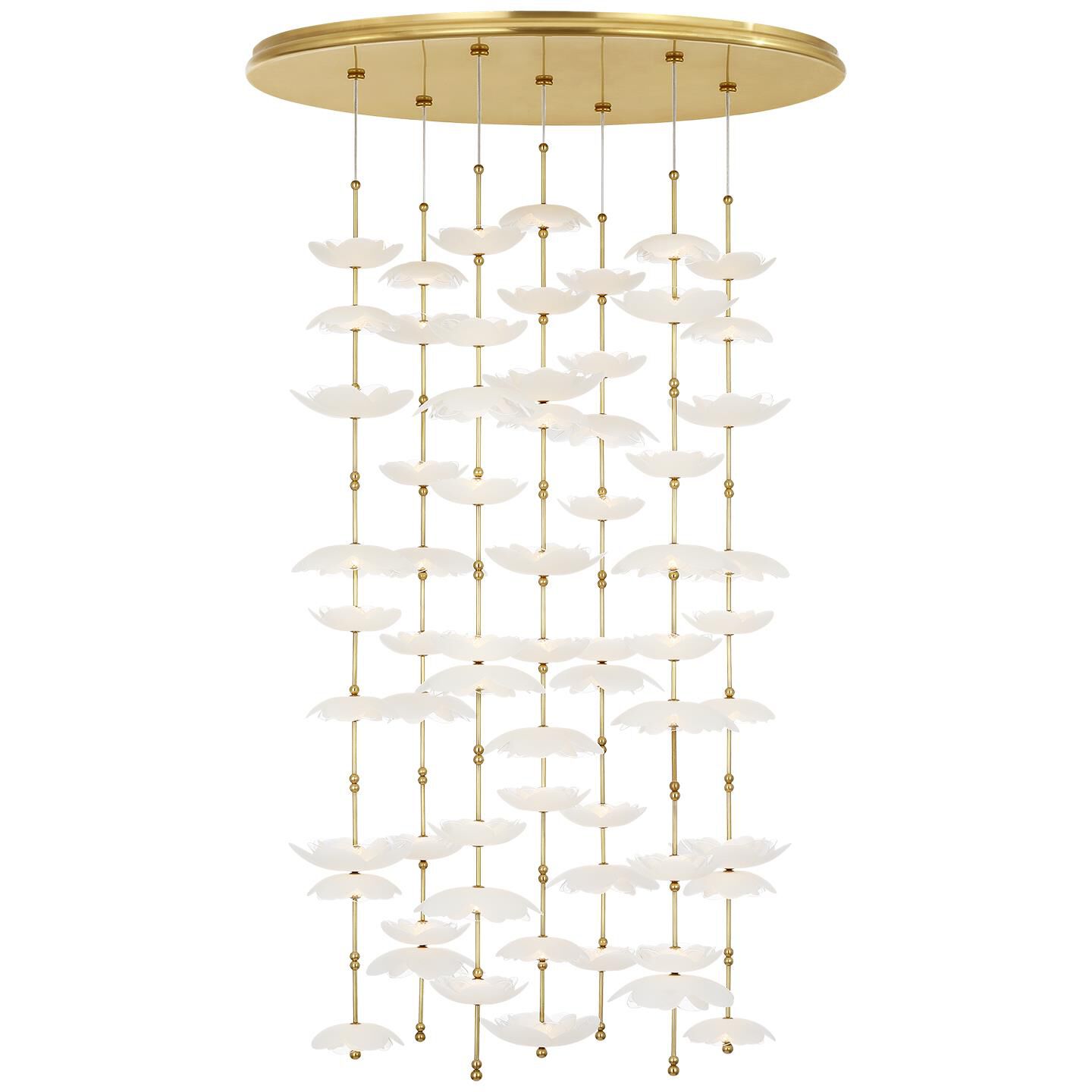 Shown in Soft Lacquered Brass finish and Etched and Clear Flower glass