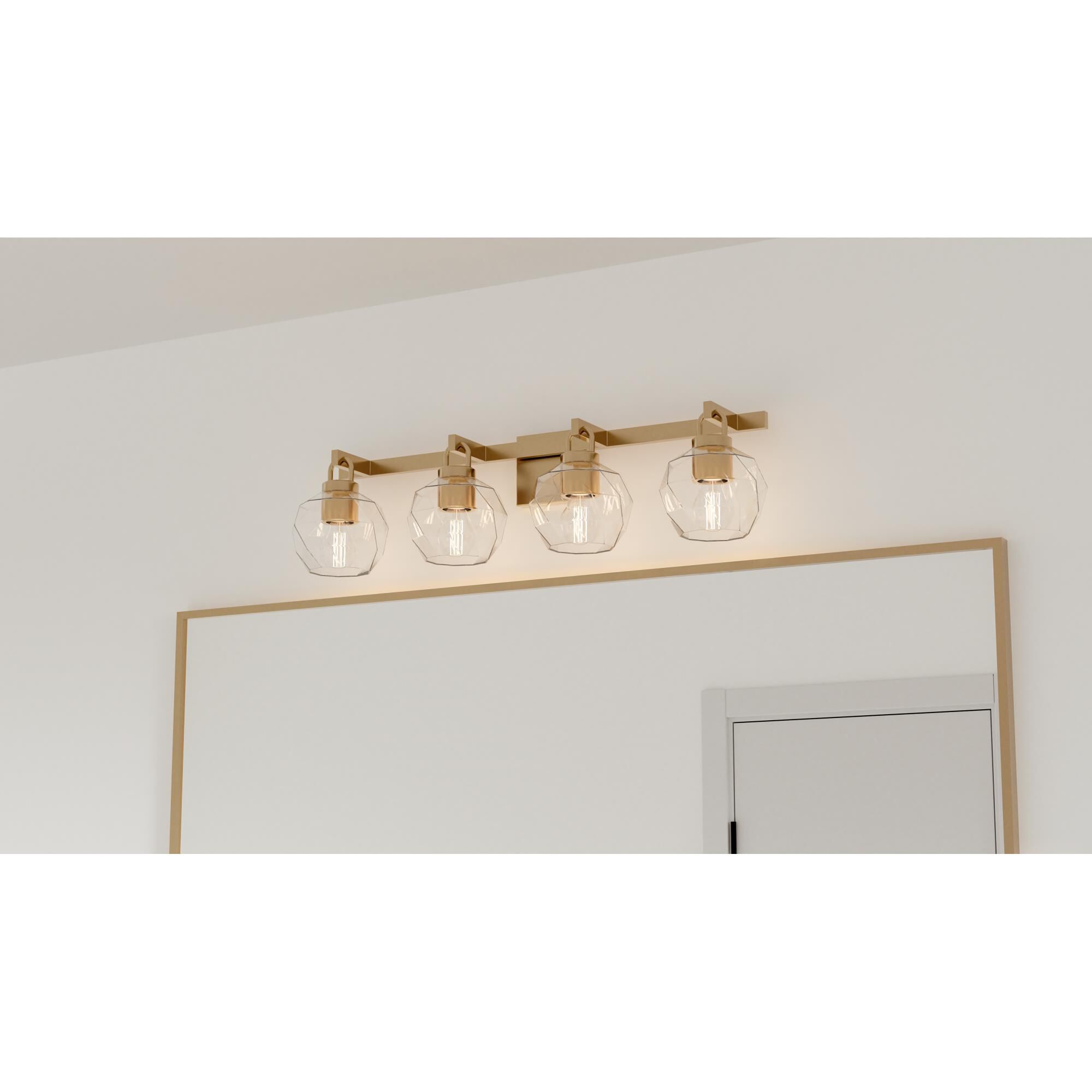 Shown in Bronze Gold finish and Clear Faceted glass